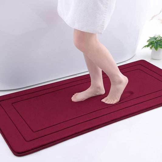 Arotive Memory Foam Bathroom Rug Mat 47x20, Ultra Soft and Absorbent Bath Mat, Machine Wash Dry, Comfortable Bath Rug Carpet for Bathroom Floor, Tub and Shower, Burgundy