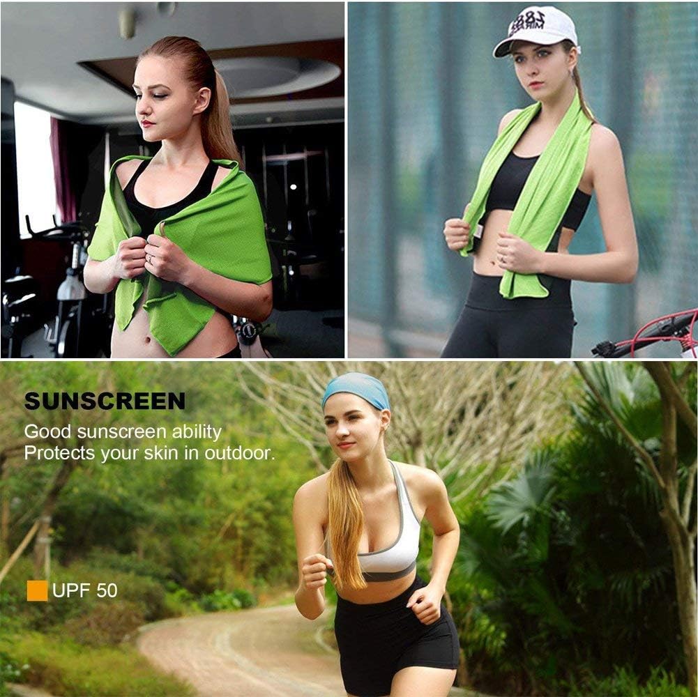 YQXCC 4 Pack Cooling Towels | 40"x12" | Ice Cool for Neck | Microfiber Soft Breathable Chilly | for Yoga, Golf, Gym, Camping, Running, Workout & More Activities