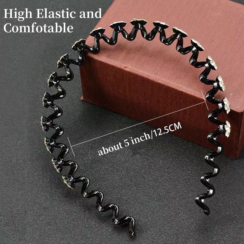 Sparkle Rhinestone Headbands with High Elastic Glitter Flower Headband Comfortable Non Slip Hairband Bling Hair Hoop Hair Accessories for Women Girls with 6PCS