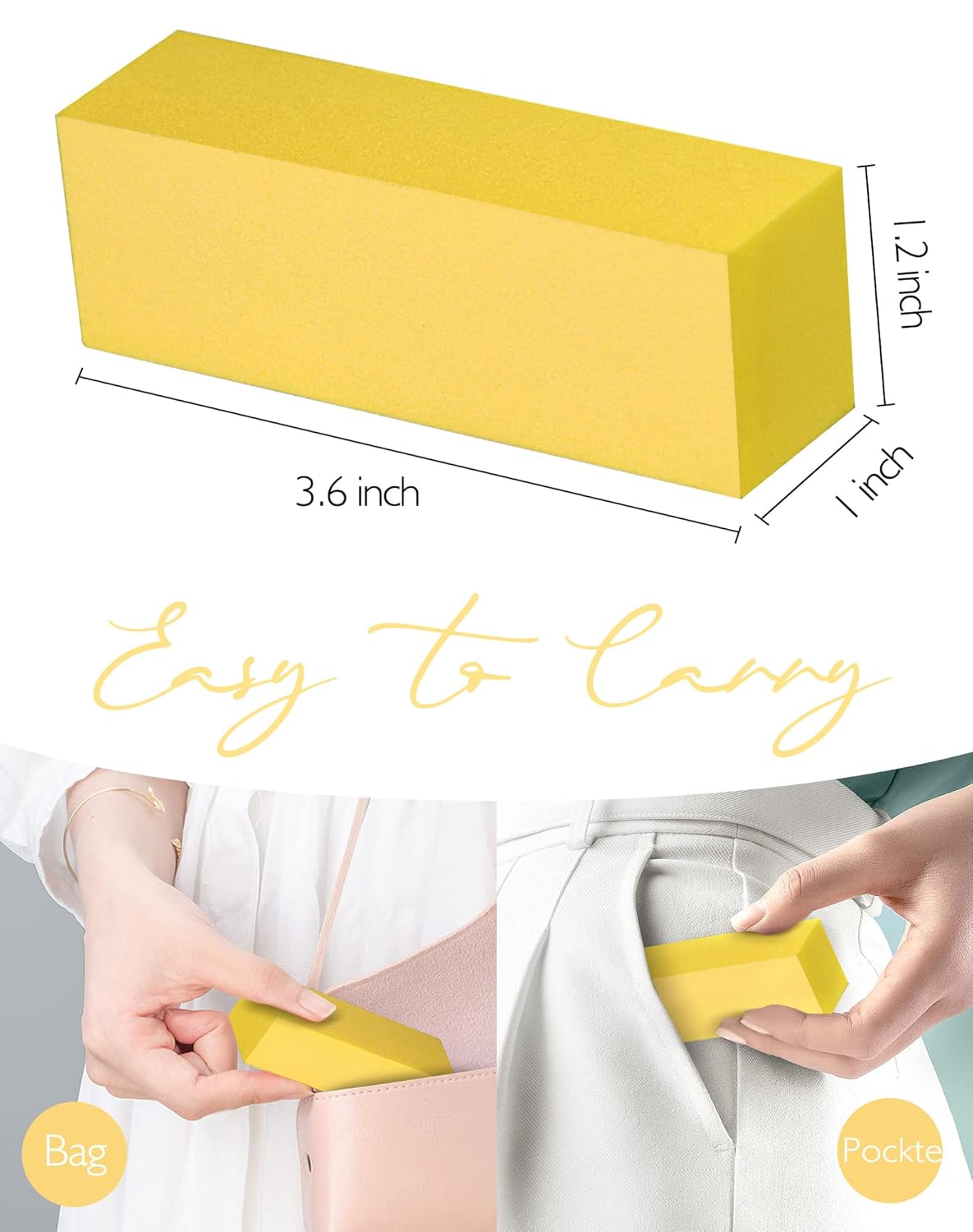 Maryton Nail Buffer Fine Grit Finishing Block, 240 Grit Professional Yellow Buffing Blocks for Natural Nails - Buff Nails Before Gel Polish, 5 Count