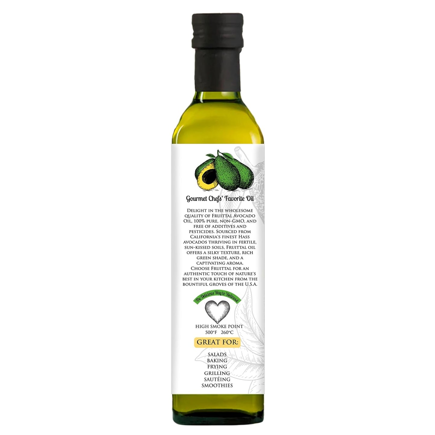 Fruittal Lemon-Infused Avocado Oil – 100% Pure, Made in the USA, and Rich in Health Benefits (16.9 Oz)