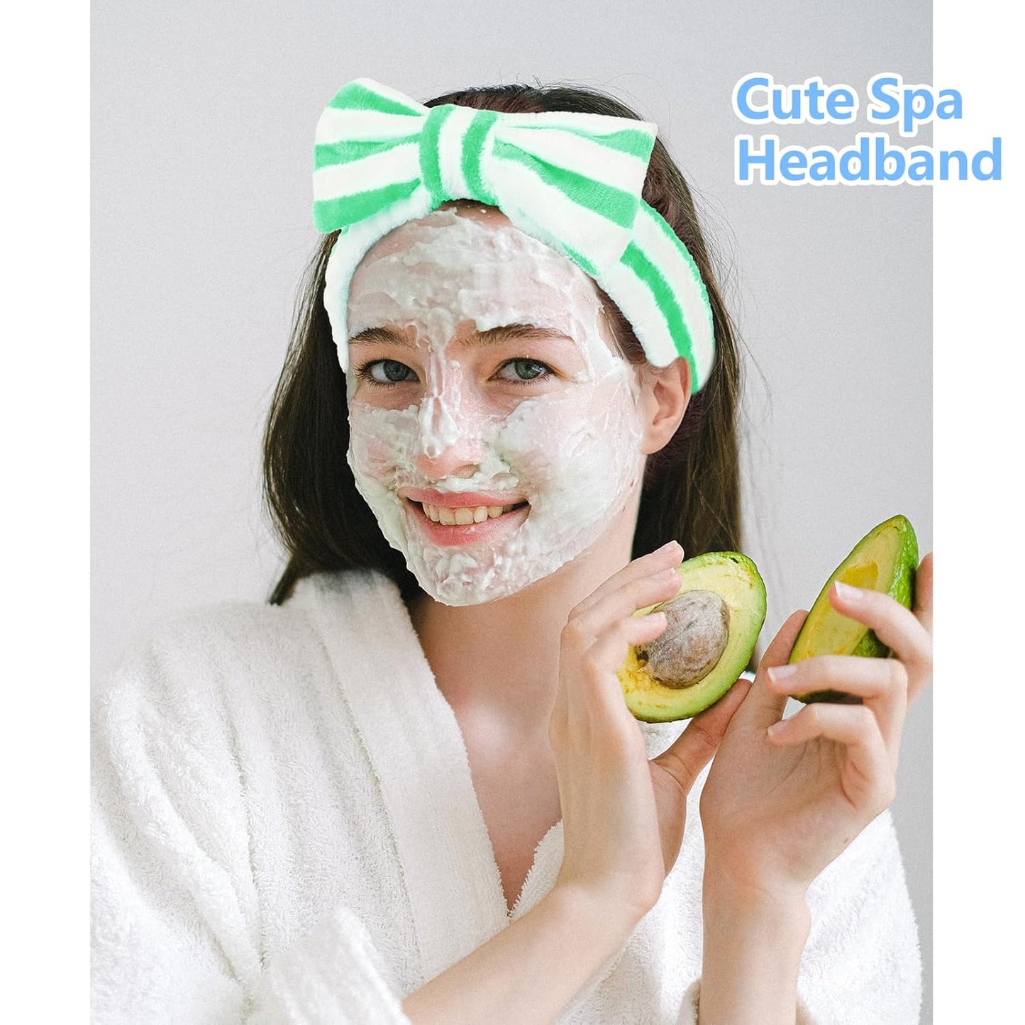 Ondder 8 Pcs Spa Terry Cloth Headbands for Skincare, Makeup, Face Wash - Cute Hair Bands with Bow for Women