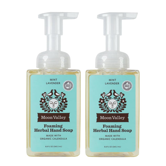 Moon Valley Herbal Foaming Hand Soap, Mint Lavender Two Pack, Vegan, Recyclable Bottle