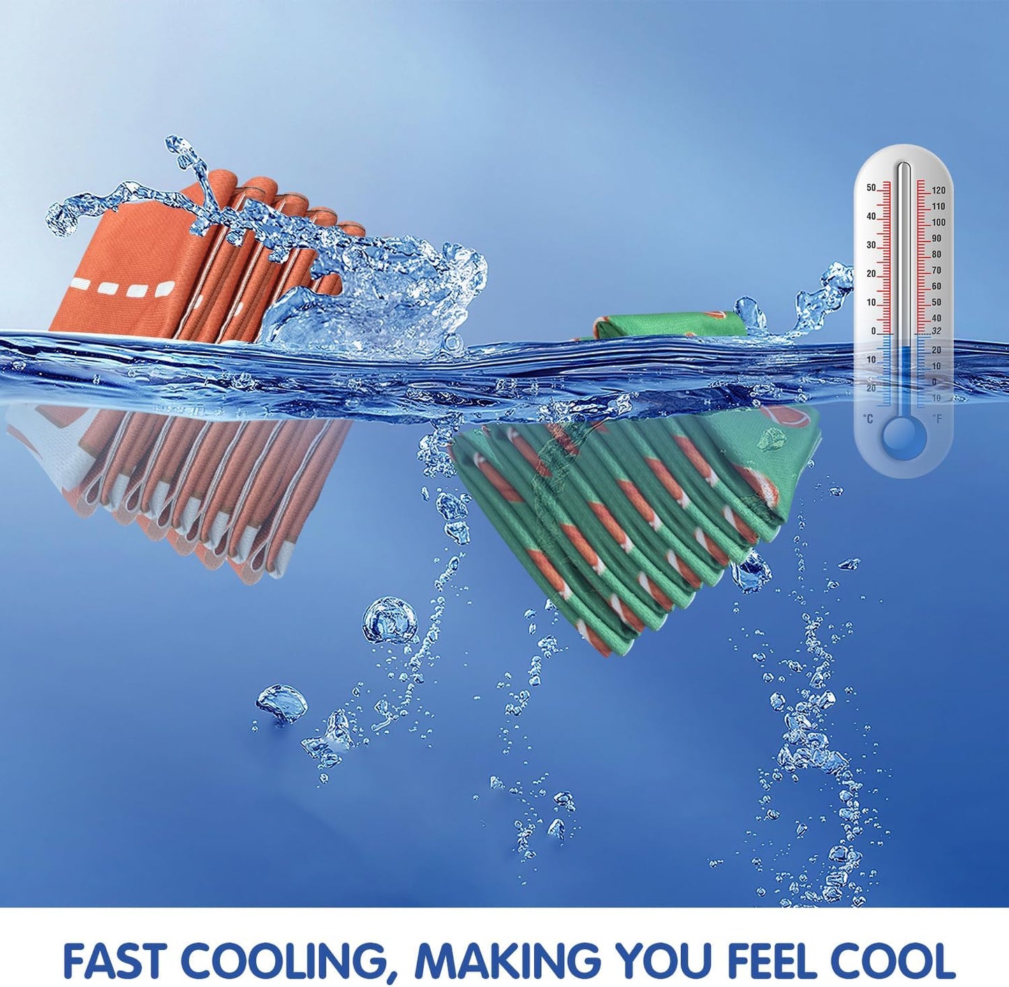 OPSO Softball Cooling Towel Set, 40 x 12 inches, 12 Pack, Microfiber Sports Towels for Baseball, Soccer, Golf LCE Towel Microfiber Sports Towels for Player (Football 3)