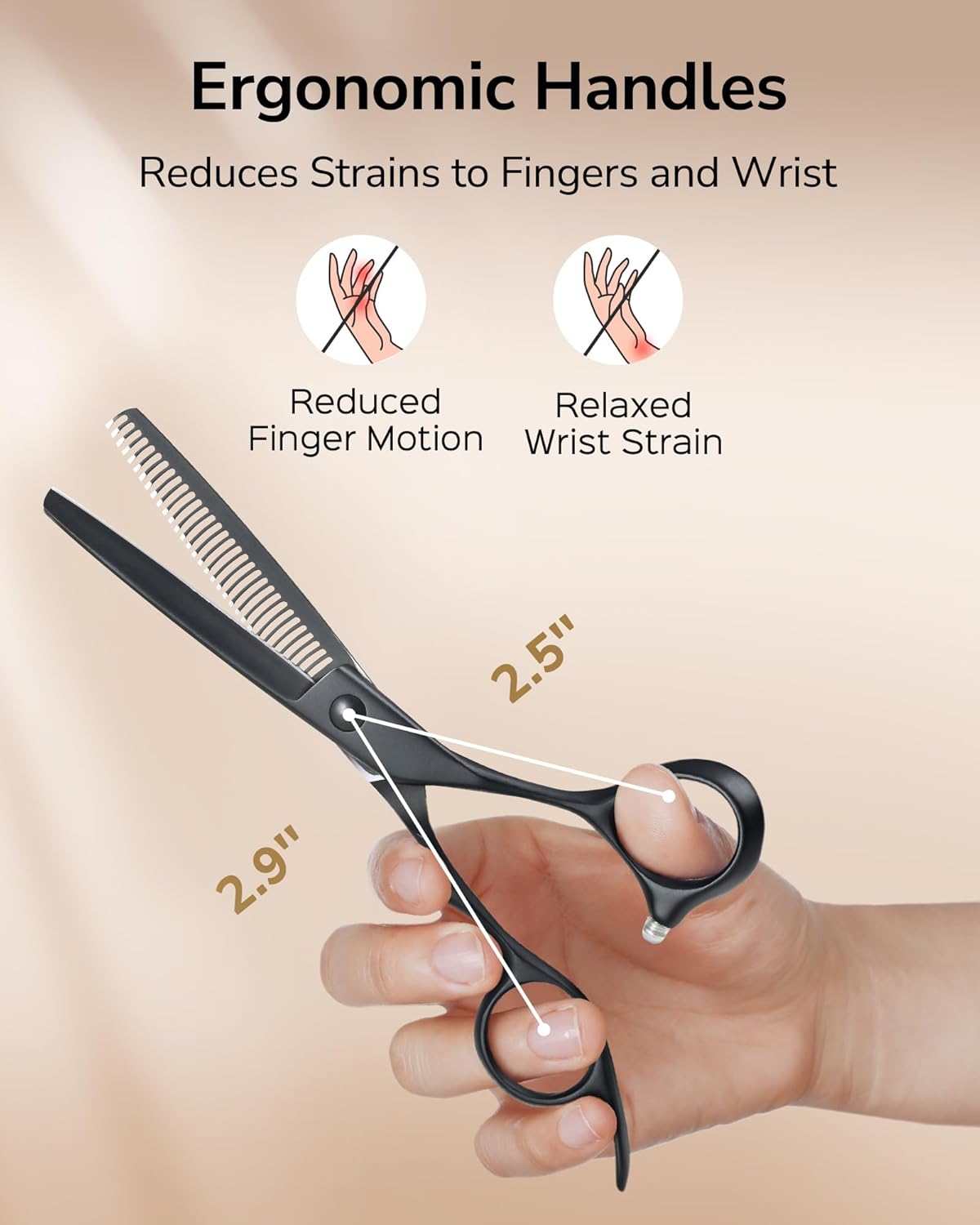 ULG Seamless Thinning Scissors – Professional Stainless Steel, Teflon Coated, Ergonomic Offset Handles, Precision Serrated Blades for Natural Hair Thinning and Layering, Ideal for Stylists and Barbers