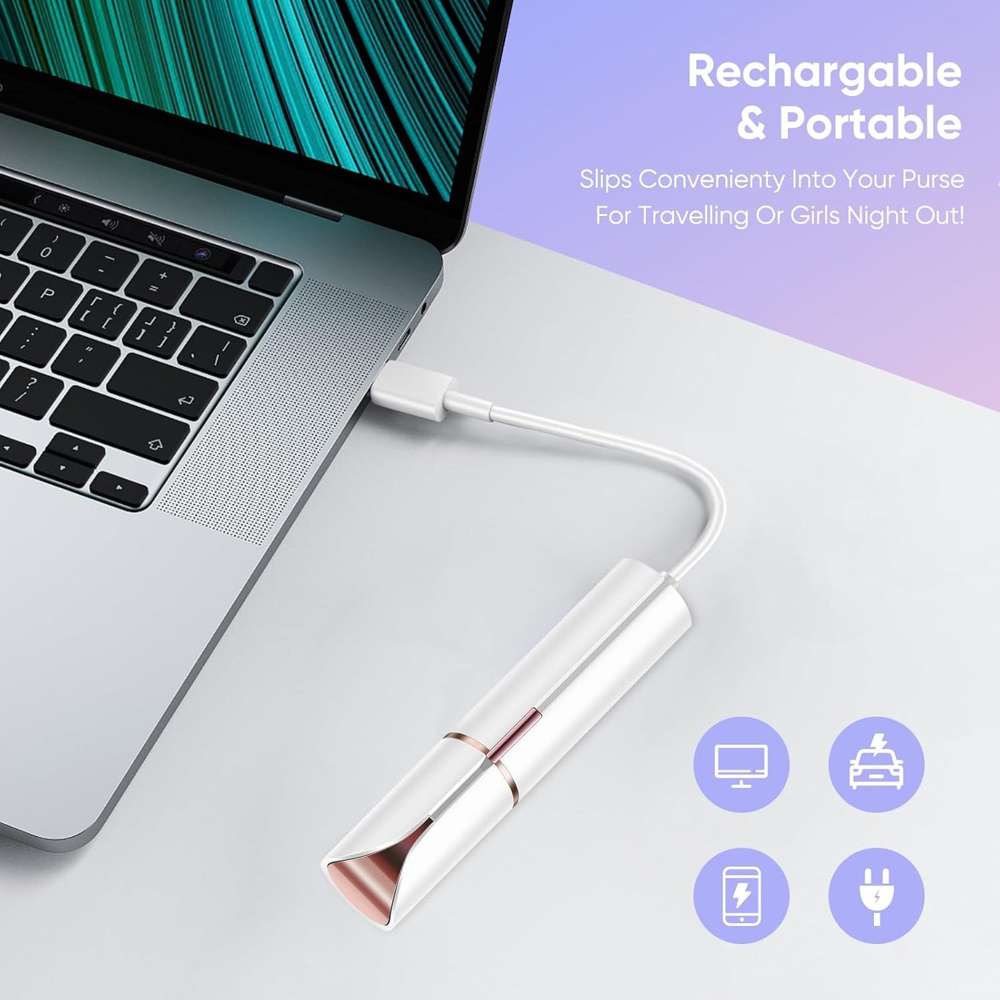 Facial Hair Remover for Women, Device, Remover Women Face, Finishing Touch Upper Lips, Chin & Cheeks, USB Rechargeable with LED LightIncluded Two Replacement Heads (White)