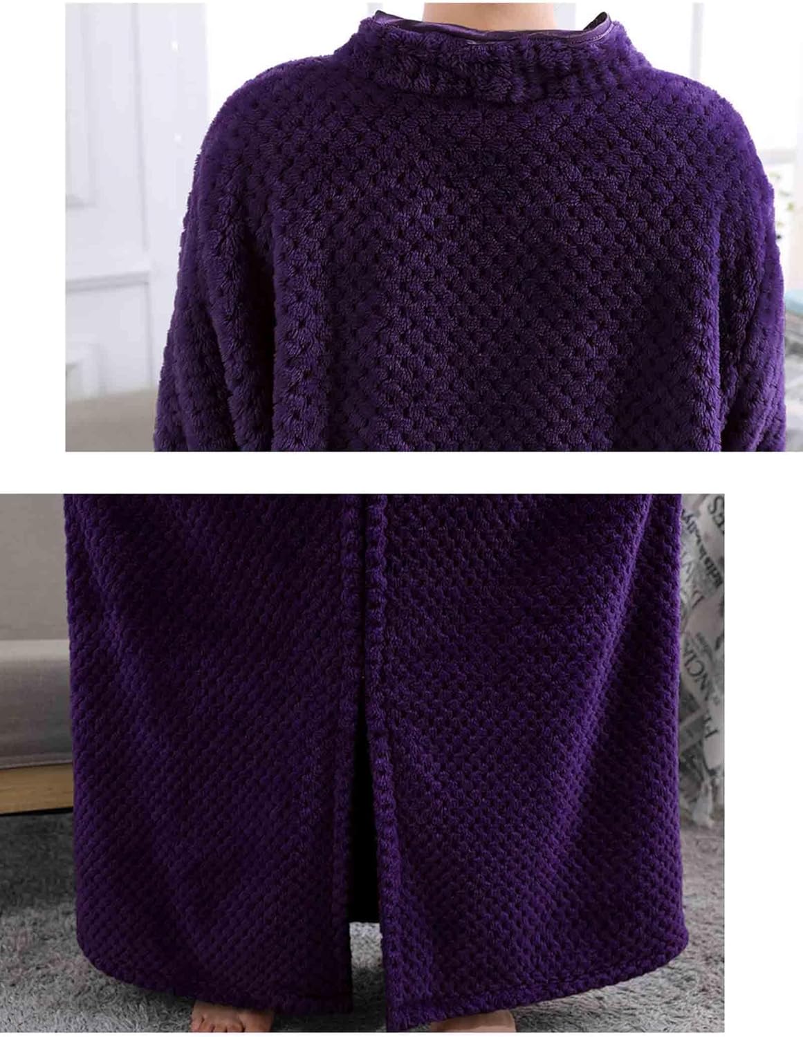 Artfasion Womens Fleece Robe Plush Long Zip Front Bathrobe with Pockets Warm Soft Zippered Bathrobes for Women