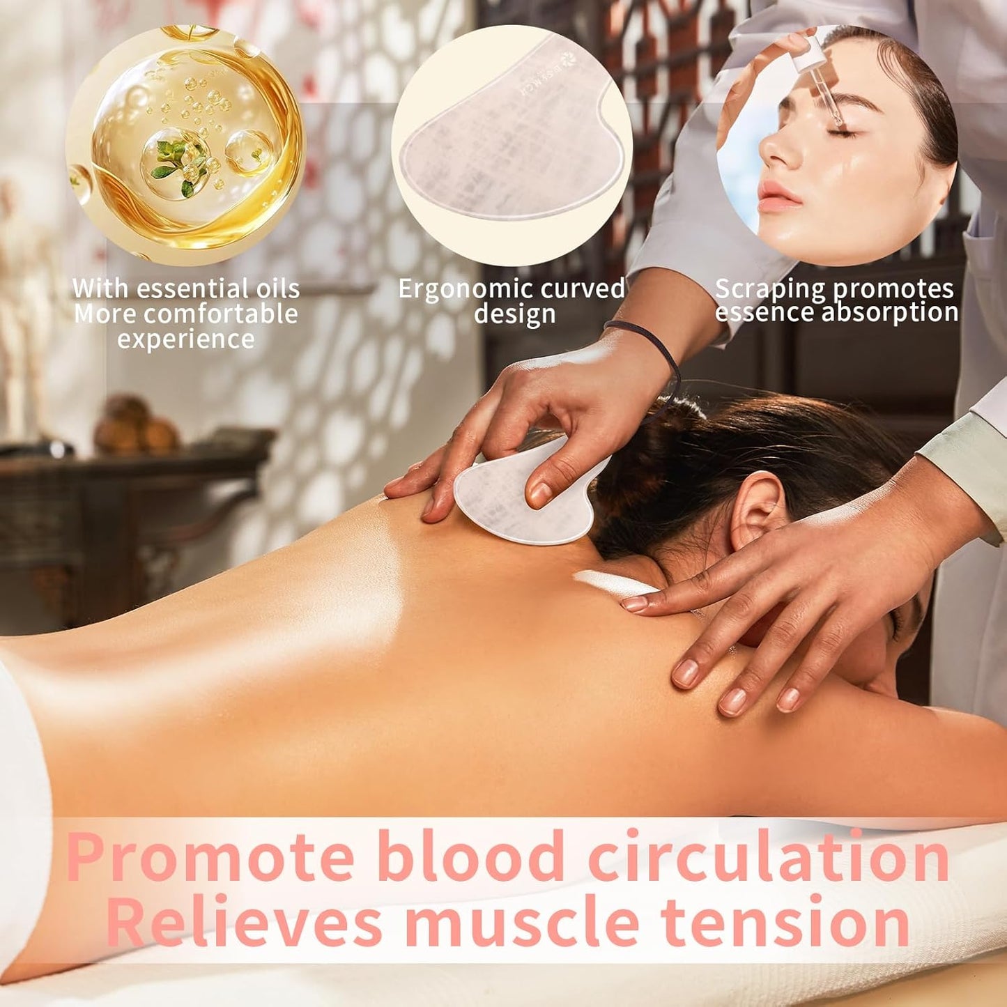 Gua Sha Massage Tools, 3Pcs Gua Sha Tools of Multi-Shapes, Guasha Scraping Massage Tools for Face and Body,Pink