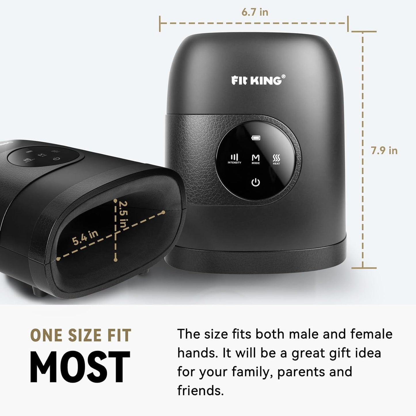 FIT KING Hand Massager with Heat for Hand Massage and Arthritis Carpal Tunnel Finger Numbness Relief - Cordless & Portable & Touch Screen - Birthday Gifts for Women Men Parents