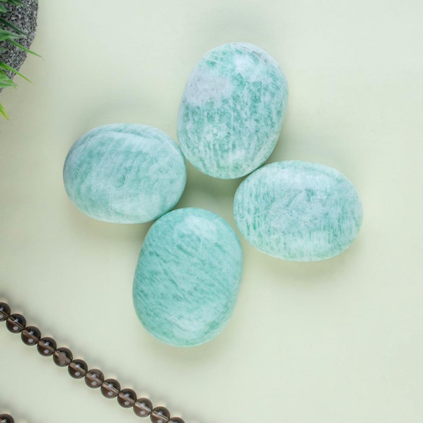 Crocon 50mm Amazonite Large Palm Stone 900+ Carats Pocket Worry Stones for Natural Chakra Balancing Reiki Healing Stones and Crystal Healing Spa Energy Crystals Gifts for Women