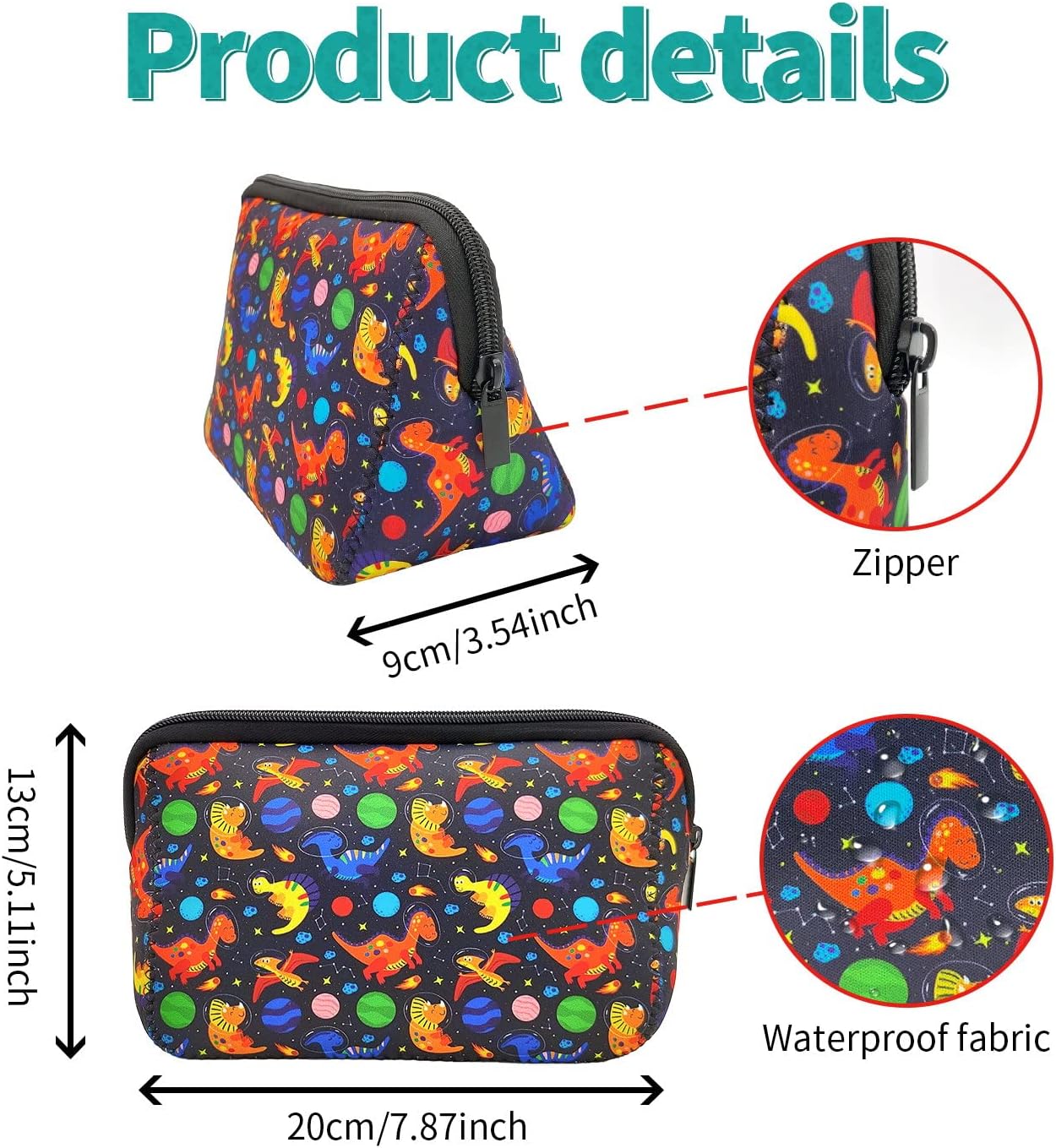 Cosmetic Bag Waterproof Neoprene Zipper Pouch Travel Portable Toiletry Makeup Bags Organizer Case for Women and Girls