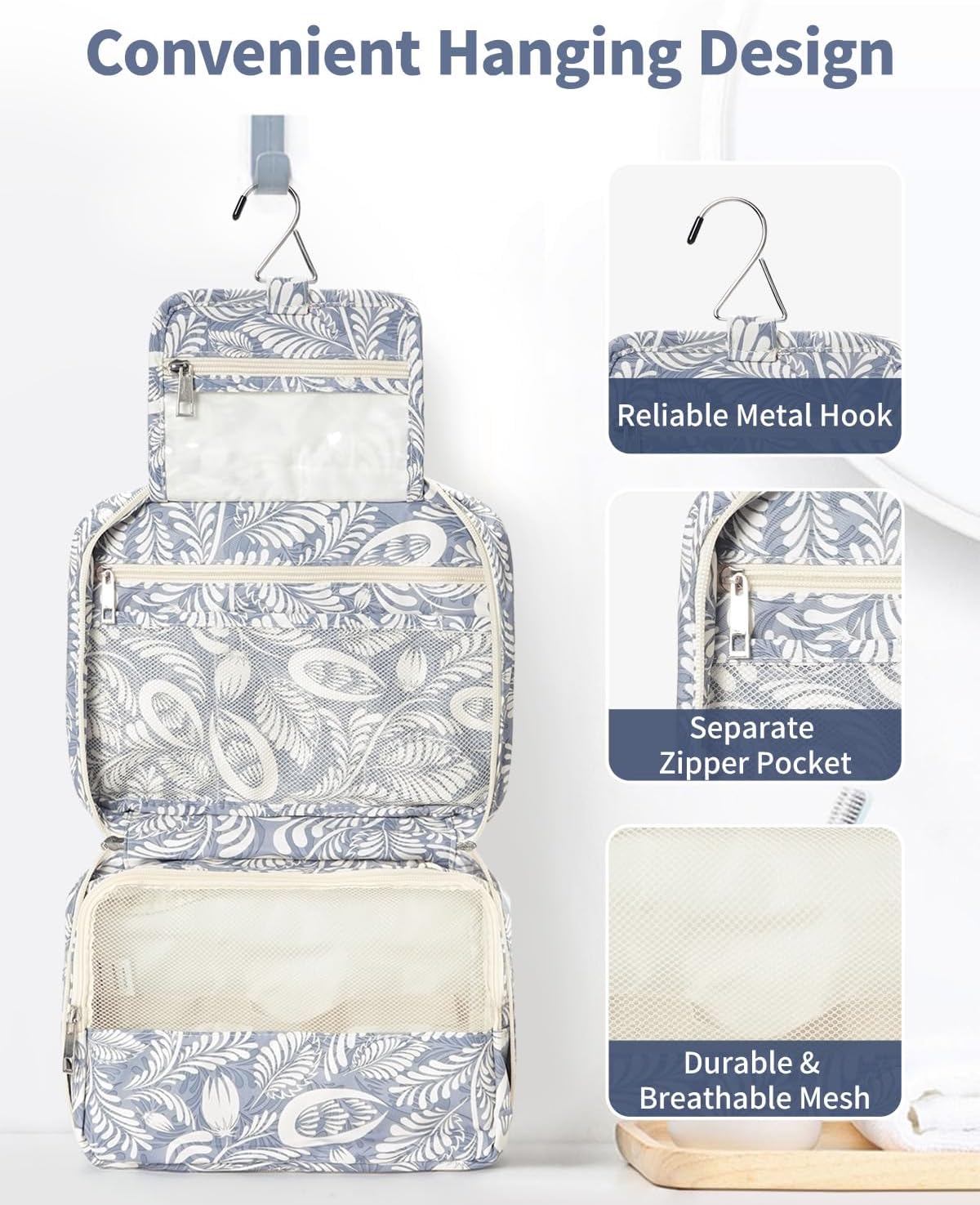 Narwey Small Hanging Travel Toiletry Bag for Women, Travel Bag for Toiletries, Makeup Bag Organizer Cosmetic Bags Make Up Bags for Girls