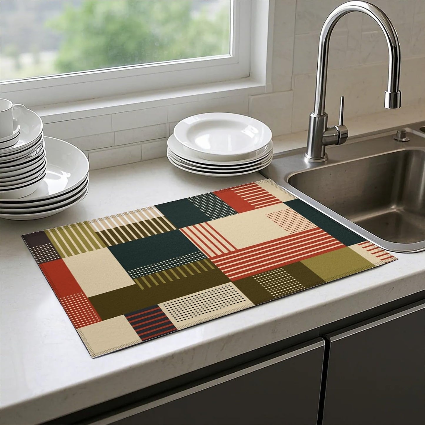 Dish Drying Mat For Kitchen Counter, Personalized Streak Microfiber Absorbent Dish Drainer Rack Pad Reusable Large 18x24in Drying Mat