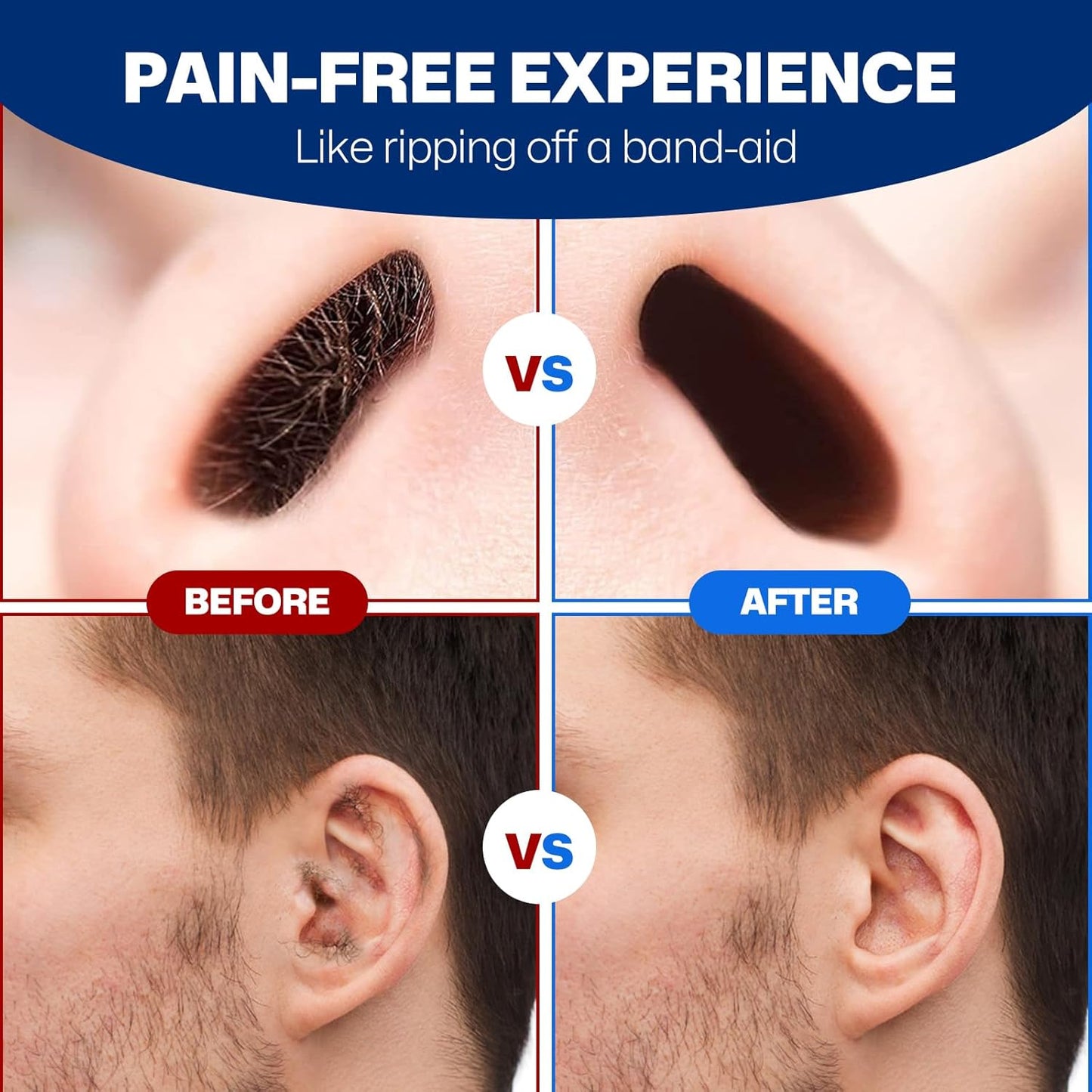 Nose & Ear Waxing Sticks–Professional Nasal Hair Removal 60 Precision Applicators for Pain-Free Waxing at Home. Say Goodbye to Plucking! (Wax refills & wipes sold separately.)