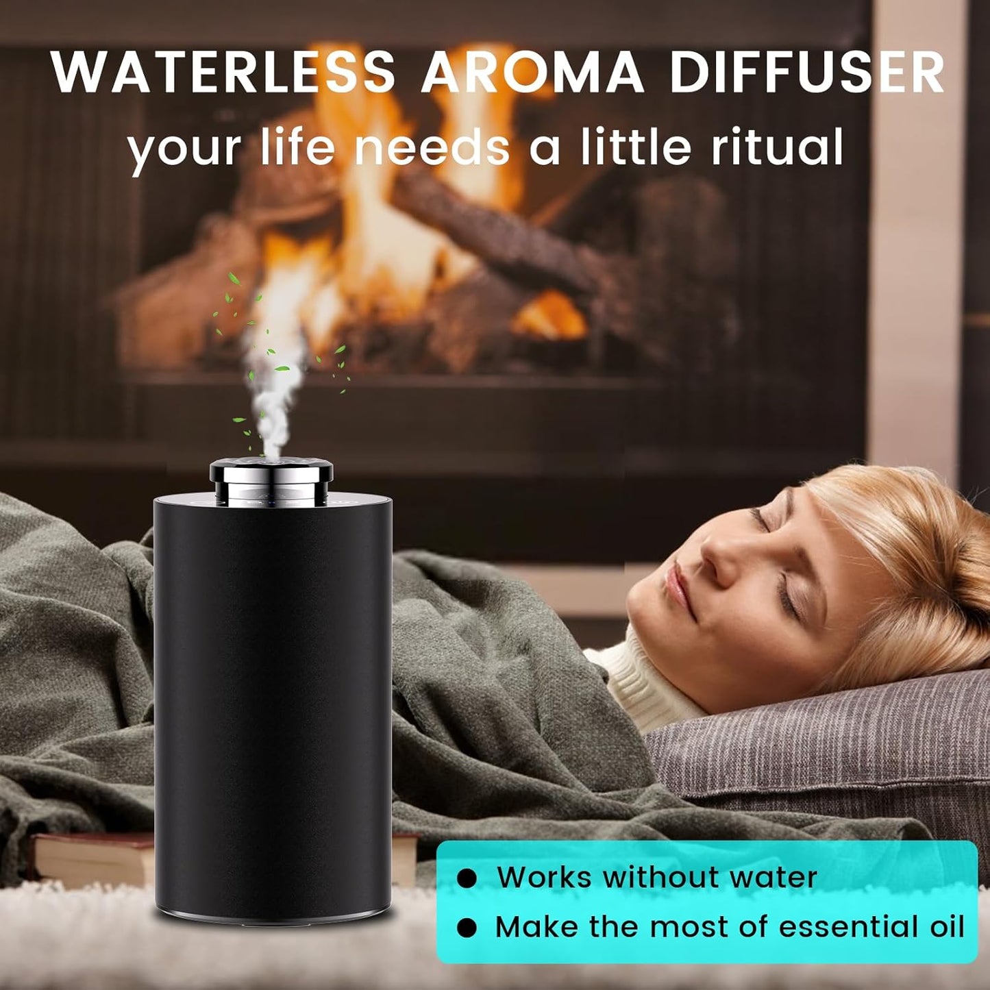 Diffuserlove Waterless Diffuser Essential Oil Diffusers Portable Car Aromatherapy Diffuser Travel Cordless Air Diffuser for Home Rechargeable Scent Machine Red