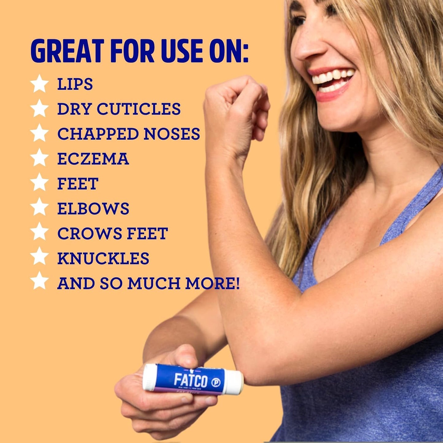 FATCO Fat Stick and All Purpose Moisturizing Stick for Dry Areas on your Face, Lips, and Body (Orange + Vanilla, 2-Pack)