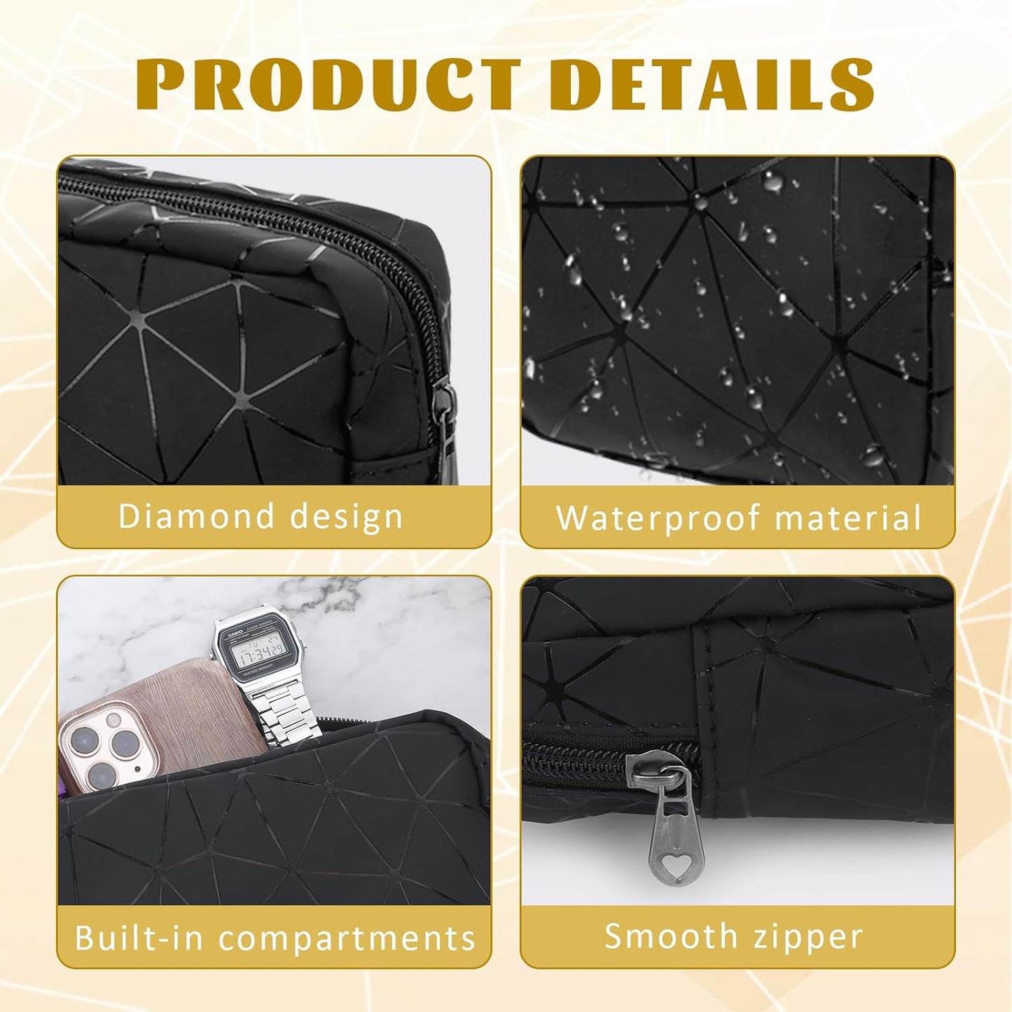 Period Bags for Teen Girls, Tampon Holder for Purse, Waterproof Portable Leather Period Pouch, Sanitary Napkin Storage Bag, Black Makeup Bag Set, Pad Pouches for Period for Girls