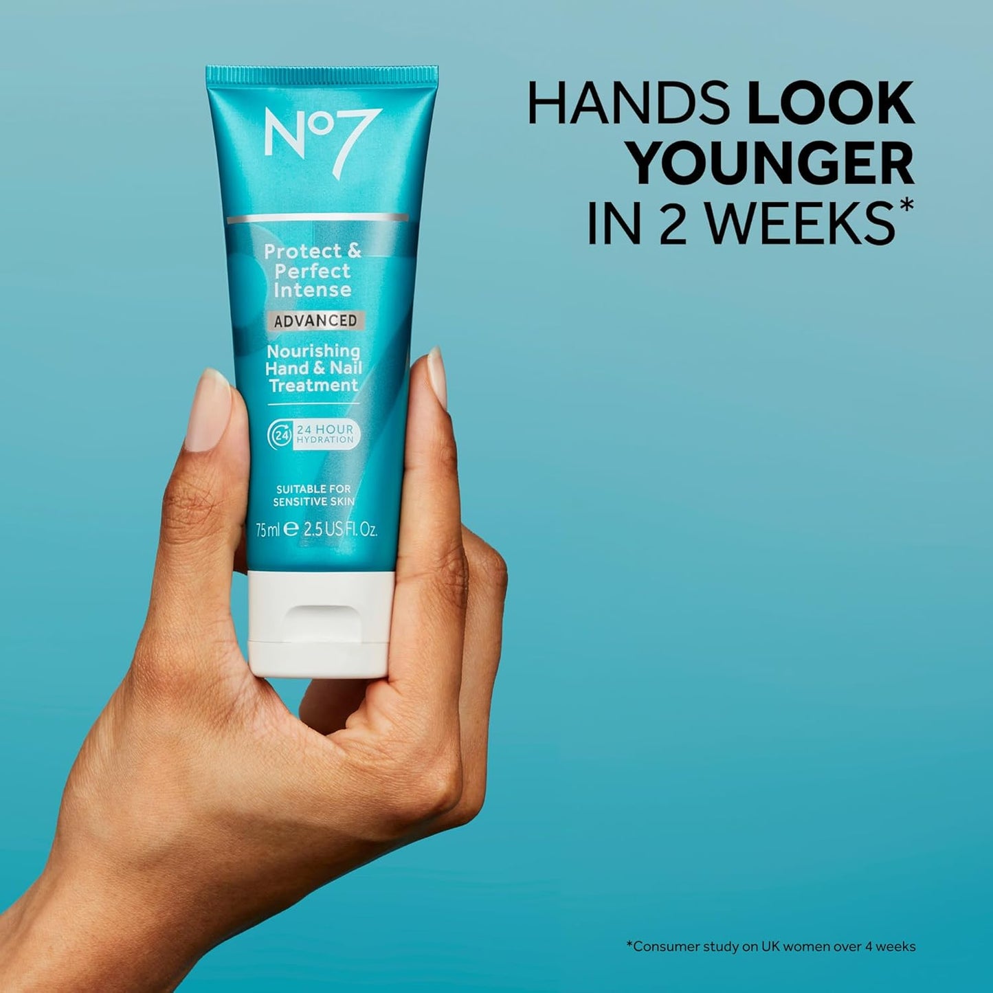 No7 Protect & Perfect Intense Advanced Nourishing Hand and Nail Cream - Anti Aging Hand Cream with Vitamin B5 - Contains Matrixyl 3000+ Collagen Peptide Anti Wrinkle Technology (75 ml)