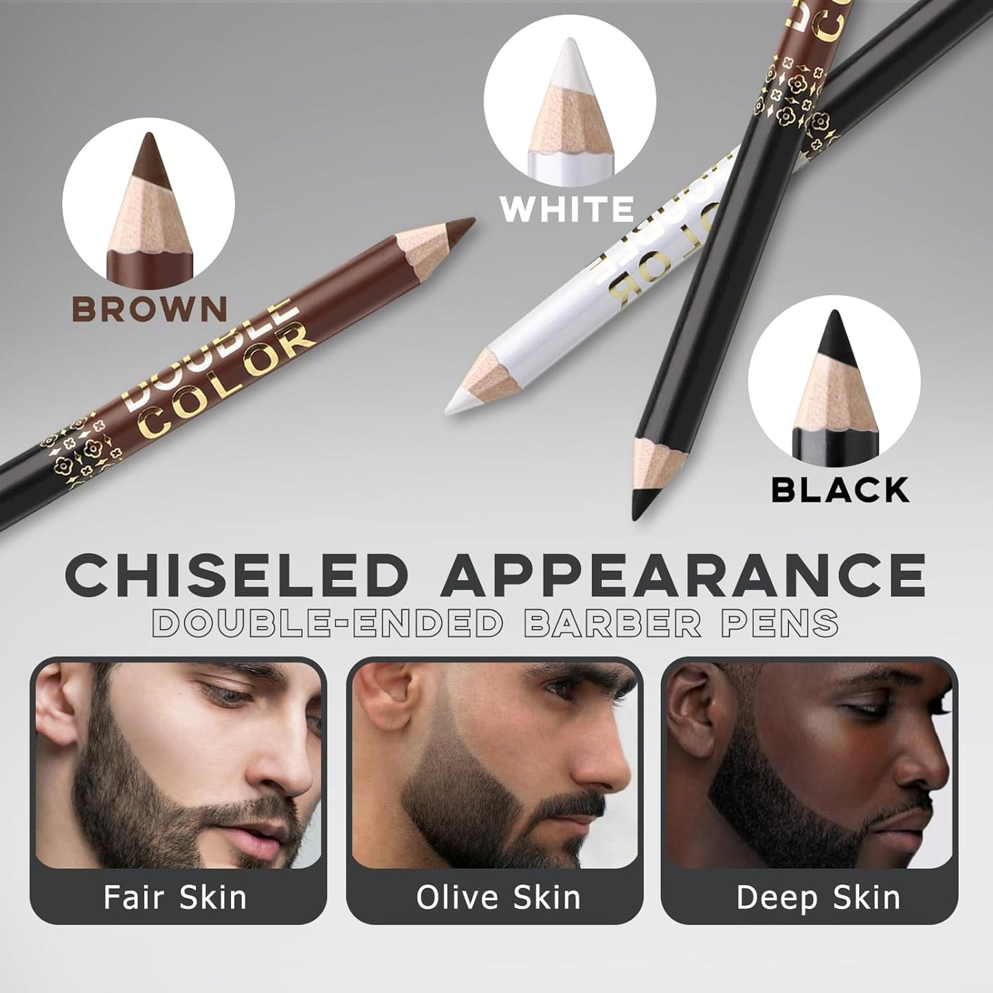 Barber Pencil for Lineup Magic Hairline Enhancement Beard Guide Shaping Pencils for Design Razor Trace Black Brown White Barber Chalk Pencils Set with Sharpener Ruler Brush for Men