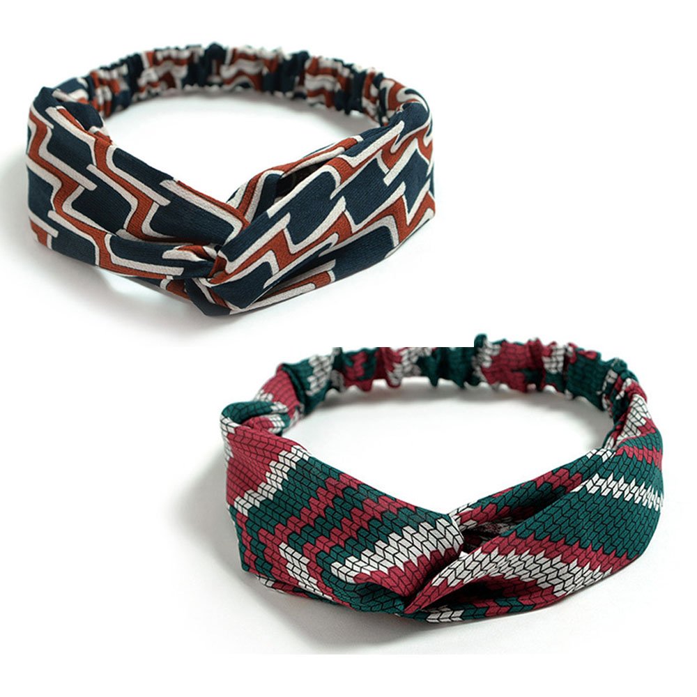 DRESHOW 10 Pack Boho Headbands for Women Girls Criss Cross Elastic Hair Bands Yoga Flower Headwraps Accessories