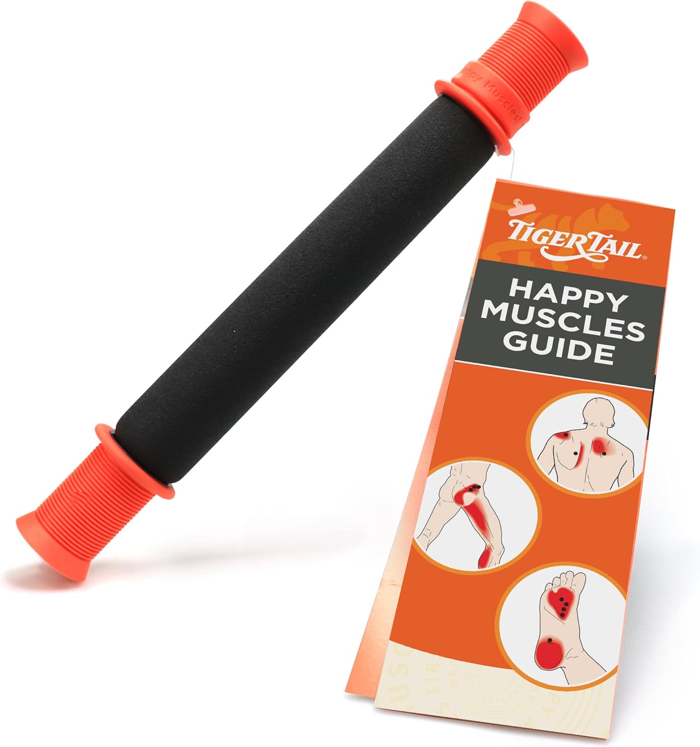 Tiger Tail 11in Massage Stick Portable Roller, Handheld, Deep Tissue Foam Roller for Legs, Neck, Calves, Thighs, Shins & Back, The Roadster 11, Made in USA, Orange Black