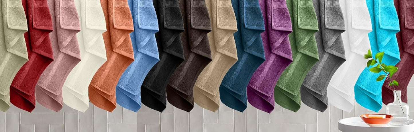 DAN RIVER Bath Towels Set of 4, 27 x 54 Inches, 100% Cotton, Larger & Lighter Weight, Quicker to Dry, Super Soft and Absorbent, Ideal Cotton Towels for Bathroom for Daily Use, Medium Blue