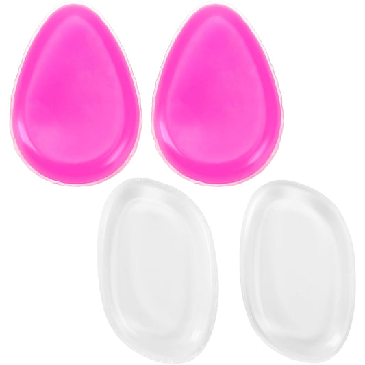 4 Pack Jelly Silicone Makeup Sponge Set for Women, Non-Absorbent Flawless Beauty Application Cosmetic Blender Pure Puff Applicator for Foundation, Powder, Concealer, Blush, Highlighter, Pink & Clear