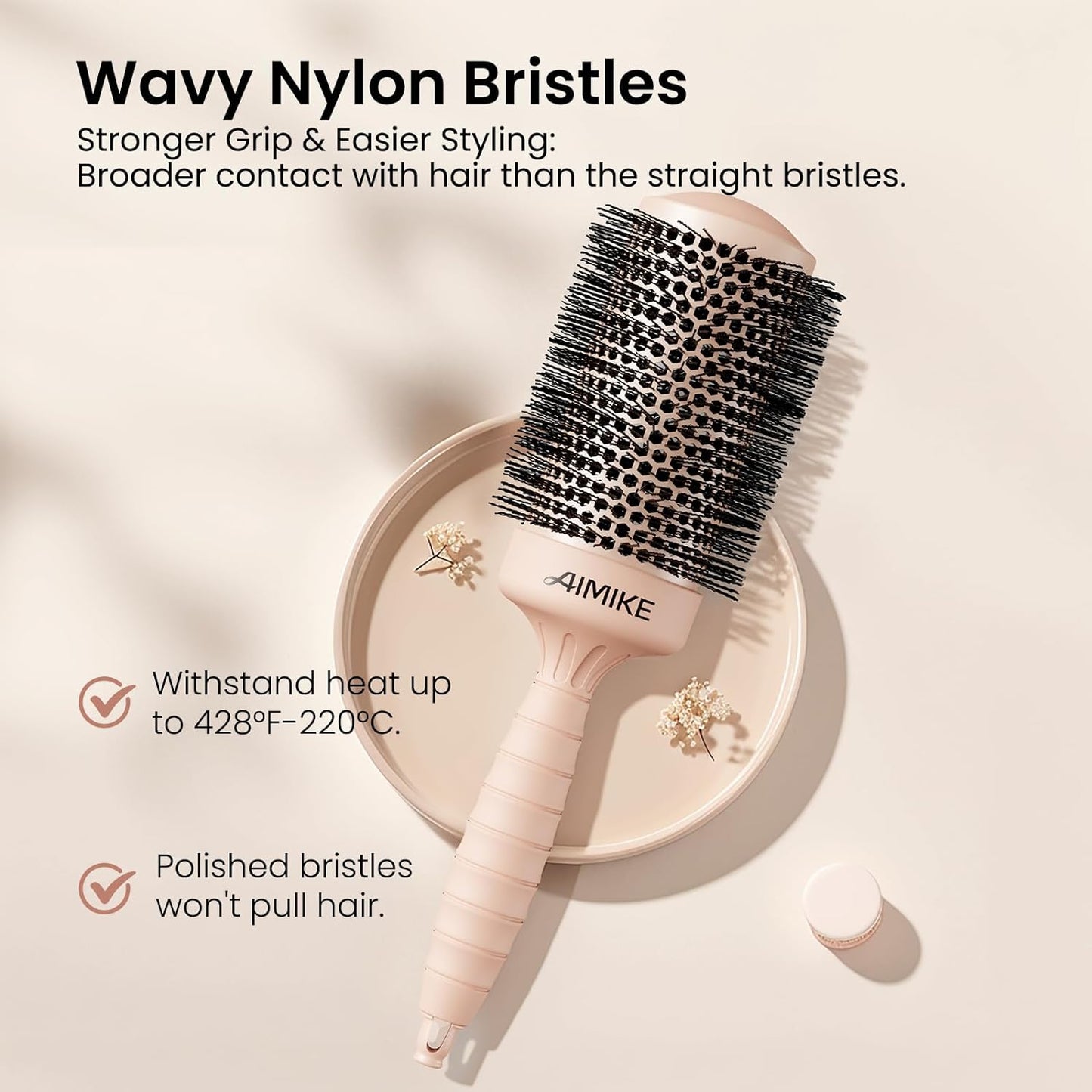 AIMIKE Round Hair Brush, 2.1 inch Nano Ion Thermal Ceramic Tech, Large Round Brush for Blow Drying & Styling, Maximum Volume and Shine, Barrel 2.1 inch, for Thick Curly Hair, Unisex