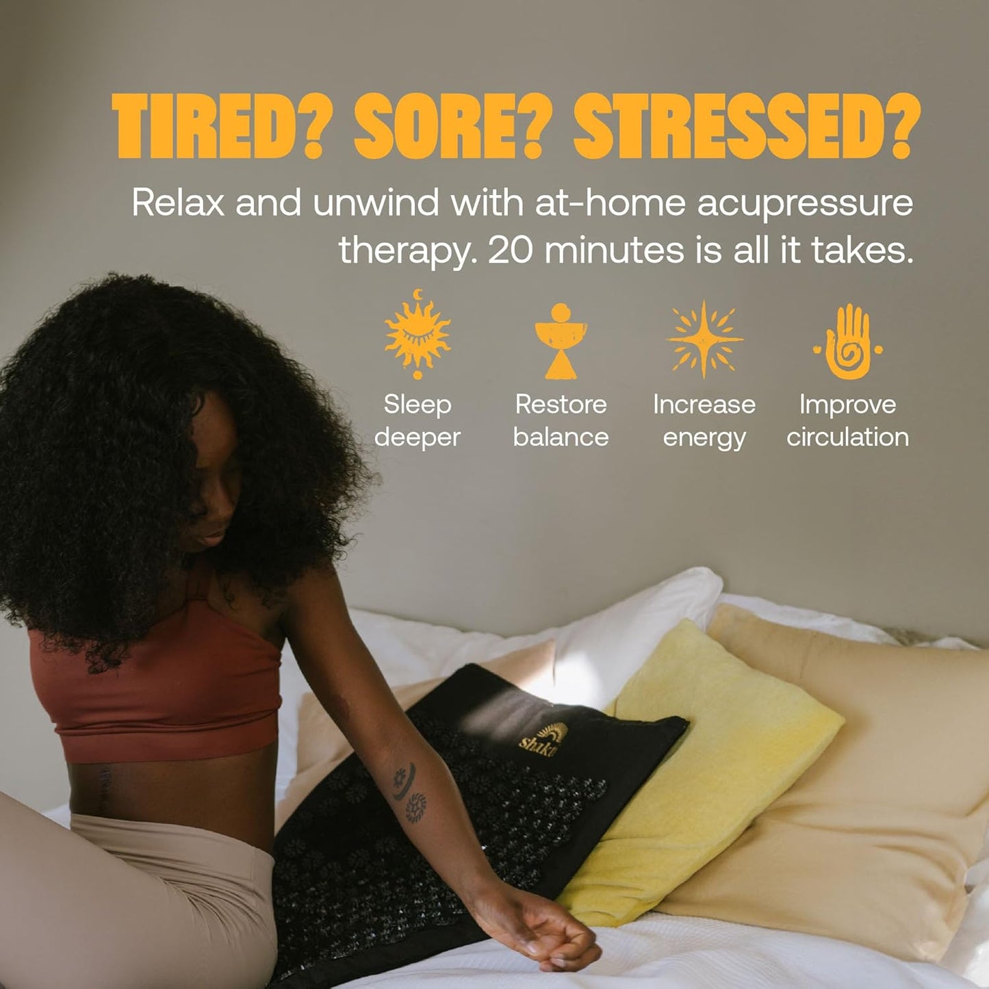 ShaktiMat Classic Acupressure Mat Level 2 Intensity in Shakti Black, Relieves Stress & Tension, Promotes Relaxation & Focus | Similar to Acupuncture, No Needles Required | FSA/HSA Eligible