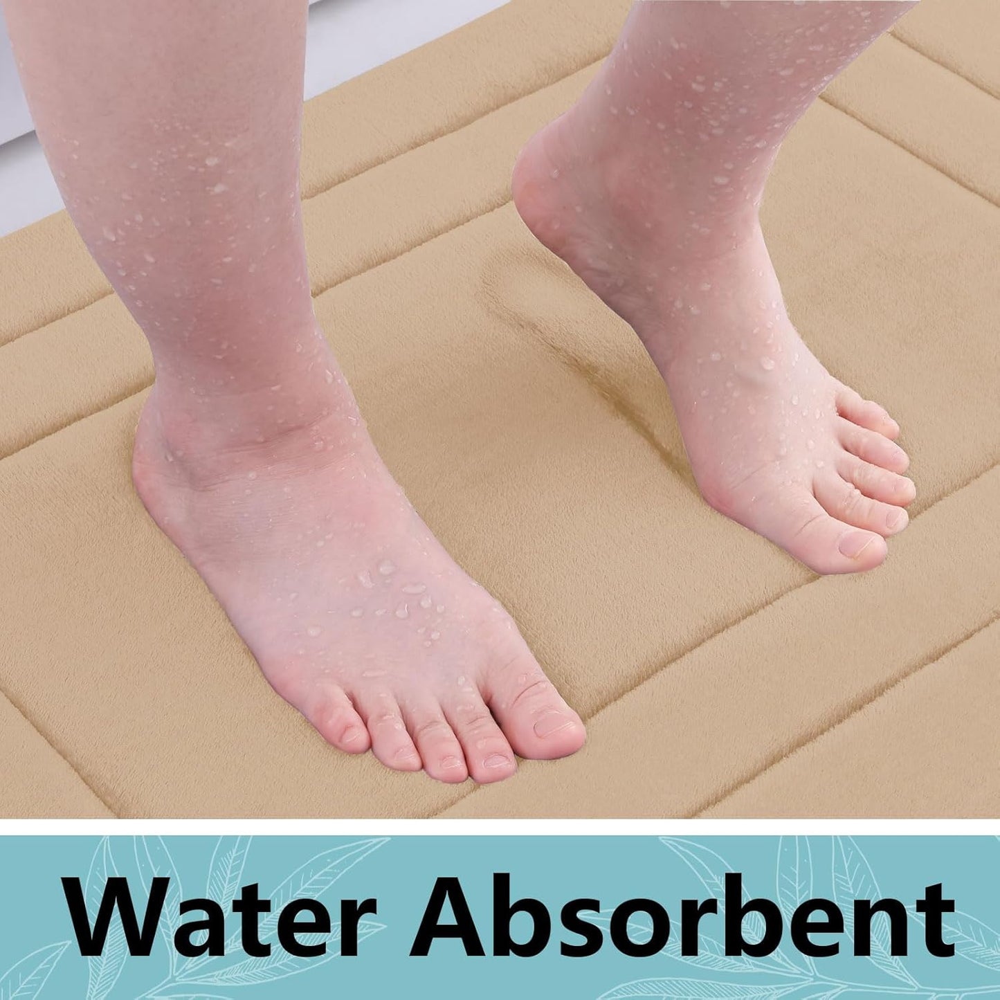 Arotive Memory Foam Bathroom Rug Mat 36x24, Ultra Soft and Absorbent Bath Mat, Machine Wash Dry, Comfortable Bath Rug Carpet for Bathroom Floor, Tub and Shower, Beige