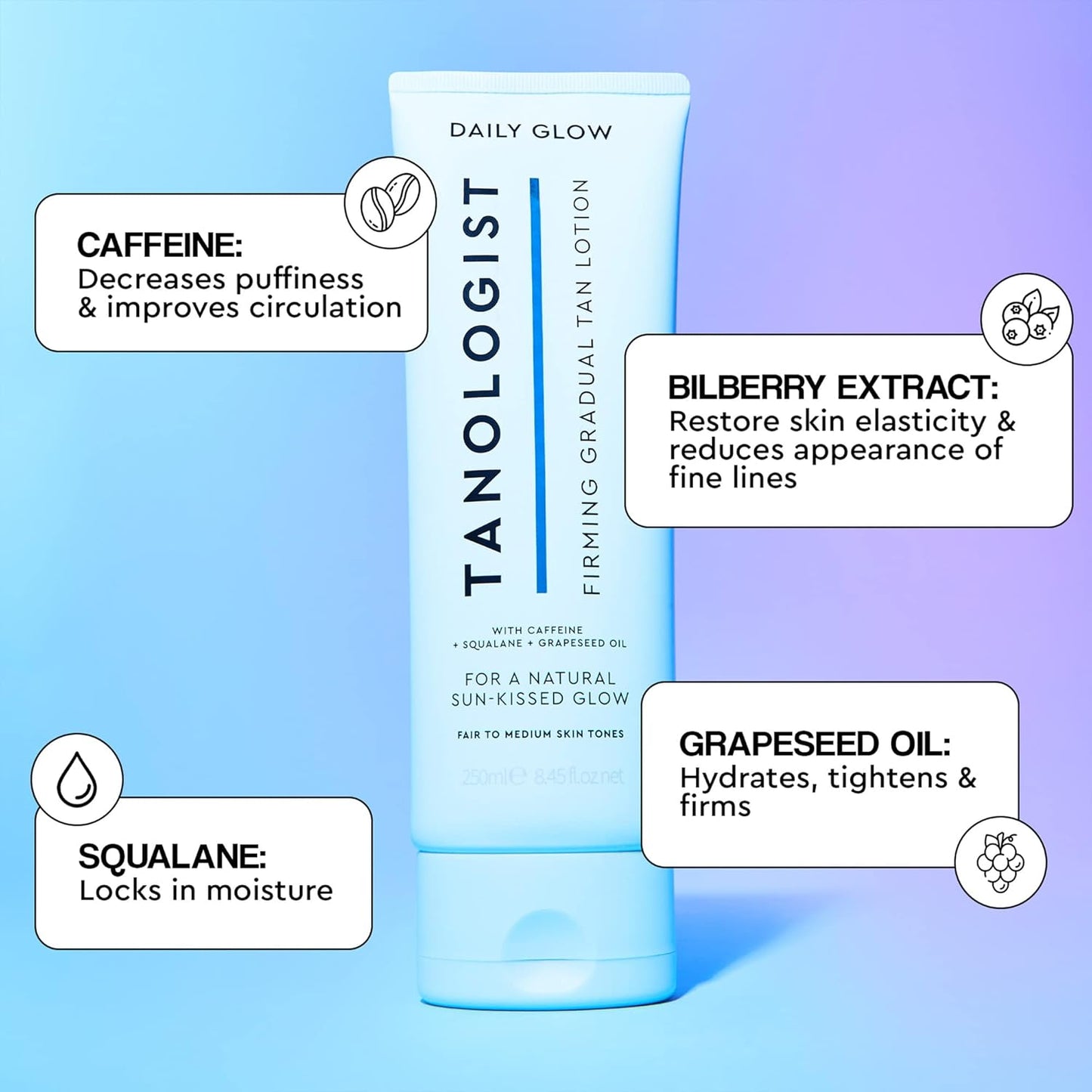 Tanologist Firming Daily Glow Body Lotion- Medium/Dark, Gradual Tanning Lotion, No Fake Tan Smell, Streak-Free & Natural Looking Self Tanner, Toning, Vegan, 8.45 fl. oz/250 ml Tube