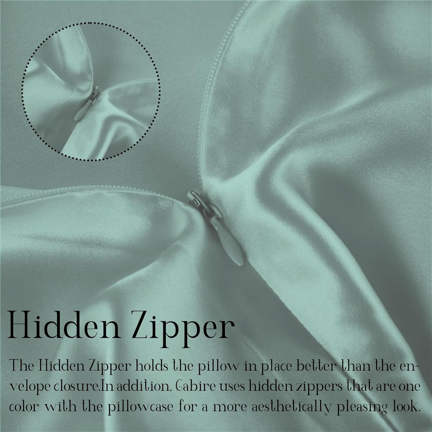 Mulberry Silk Pillowcases Set of 2, Both Sides Real Silk Pillowcase for Hair and Skin Prevent Acne Organic Silk Pillow Cases 2 Pack with Hidden Zipper, Sage Green, Standard (20"×26")