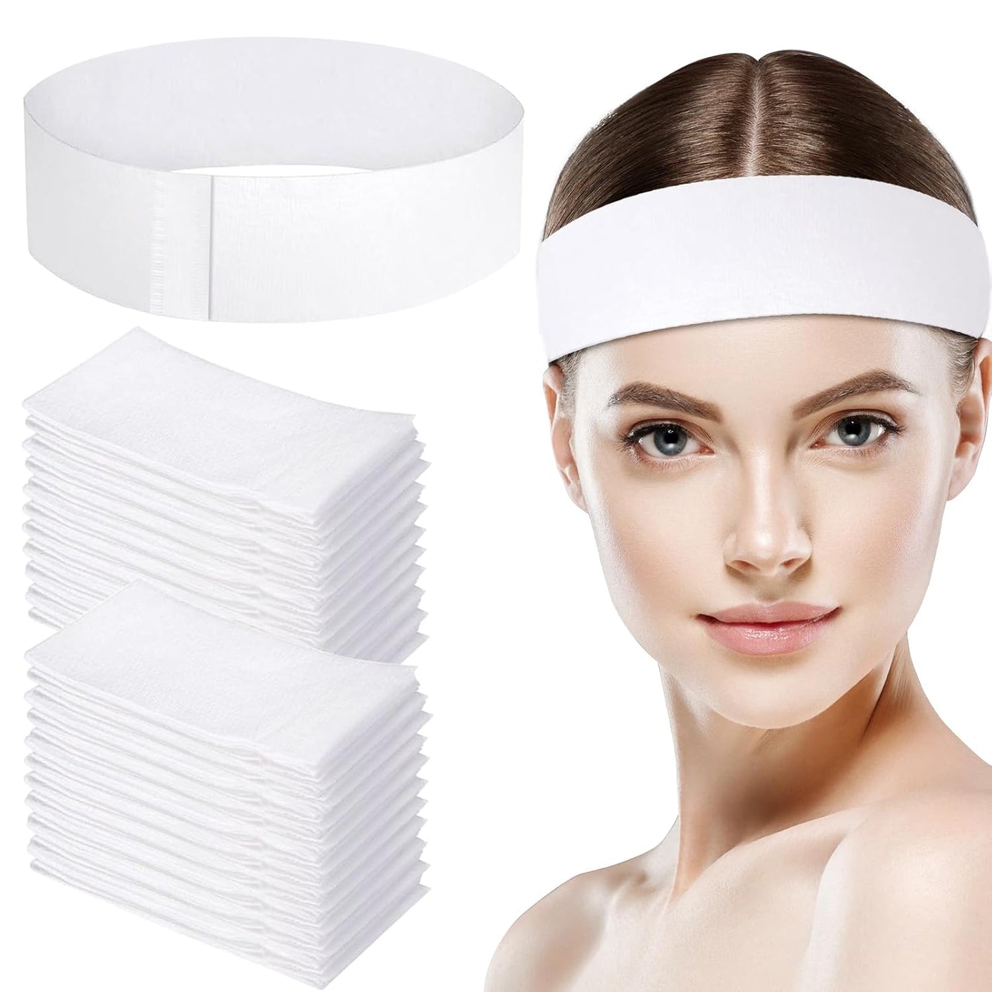 150 PCS Disposable Hairband for Women, Non-woven Fabric Spa Headband for Makeup, Travel, Securing Hair during Facial