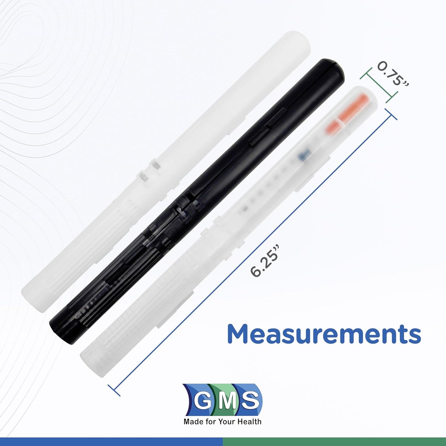 GMS 60 Unit Syringe Case - Holds New, Prefilled & Used Syringes with Needles - Small & Discreet - Ideal for Travel - Sharps Container - 2 Pack - Clear