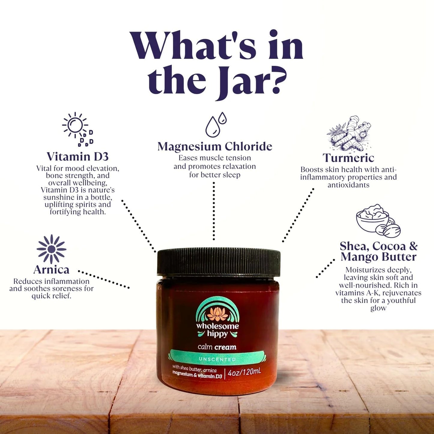 Calm Cream – Unscented Body Butter with Magnesium, Vitamin D3, Shea, Arnica & Turmeric – Vegan Hydrating Moisturizer for Sensitive Skin & Self-Care – 4oz