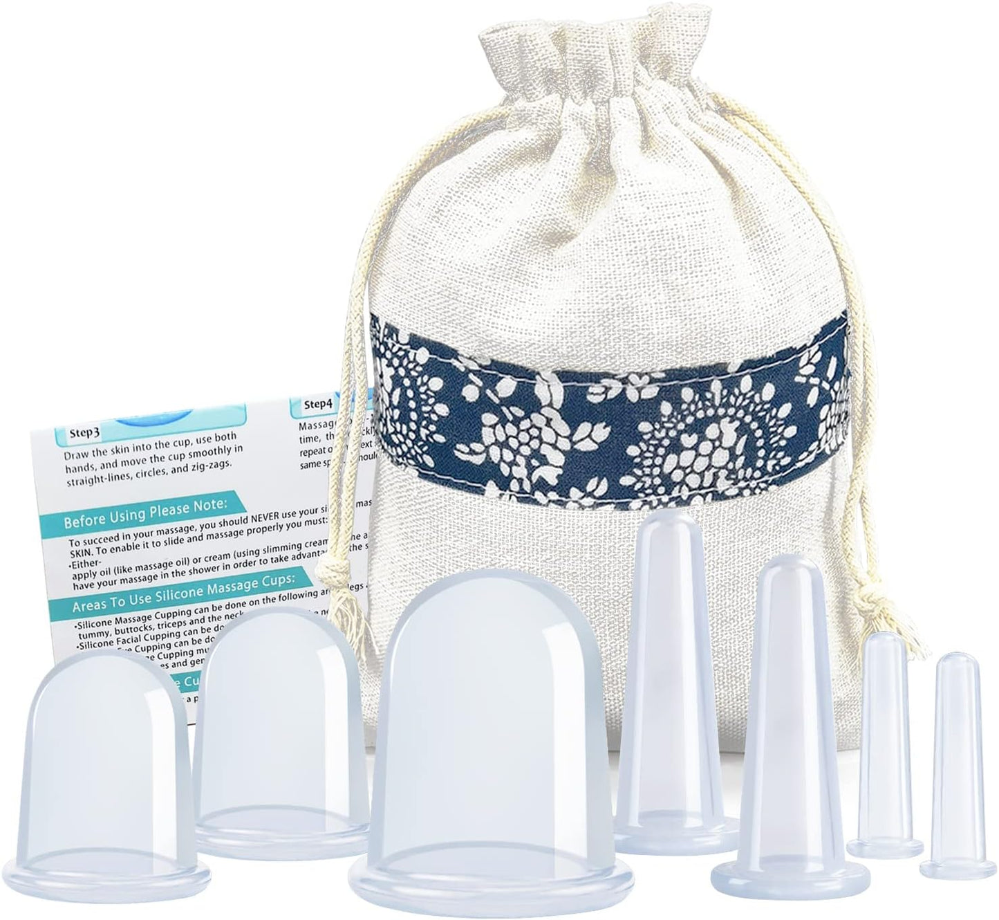 Silicone Cupping Therapy Set - Facial Cupping Set - Face and Body Cupping Massager - Vacuum Suction Cups - Anti-Cellulite Cup - Amazing Cellulite Remover Home Use 7PACK