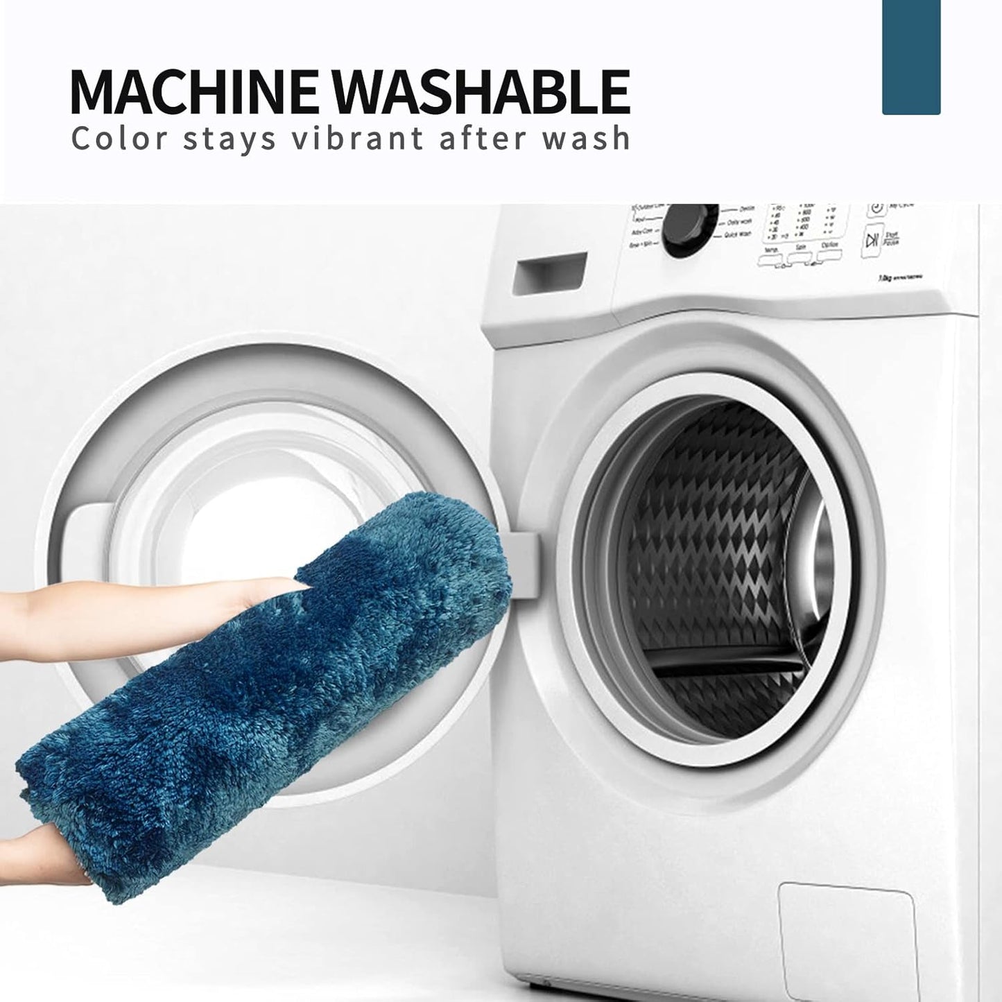 FIFU Bathroom Rugs 24" W x 36" L, Bath Mat for Bathroom, Bedroom, Laundry Room & Kitchen, Non-Slip Rubber Latex Backing, Extra Soft and Absorbent Microfiber Carpet, Machine Washable Rug, Peacock Blue