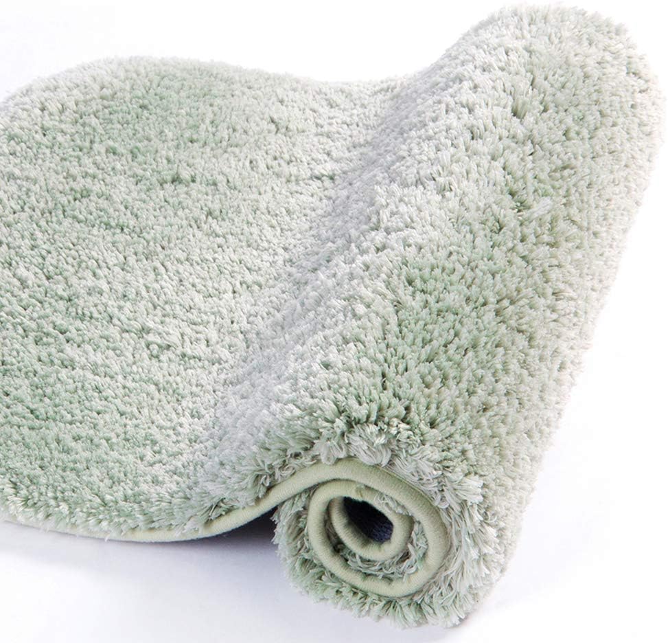 Walensee Large Bathroom Rug (24 x 36, Pale Green) Extra Soft and Absorbent Shaggy Bath Mat Machine Washable Microfiber Non Slip Luxury Floor Mat
