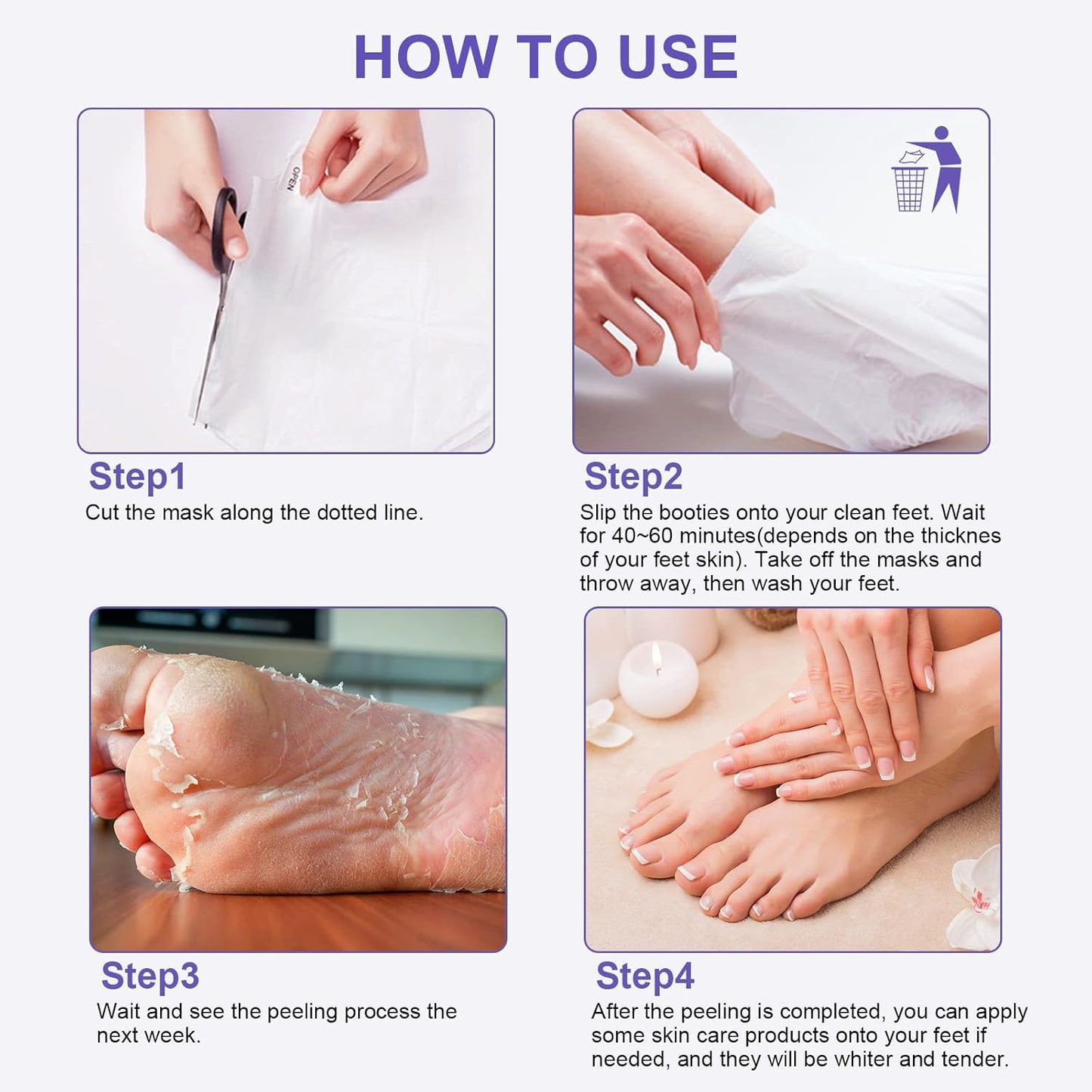 Foot Peeling Mask (5 Pack) Exfoliant for Peeling Off Calluses, Natural Exfoliator for Dry Dead Skin, Callus, Repair Rough Heels Soft Smooth Touch