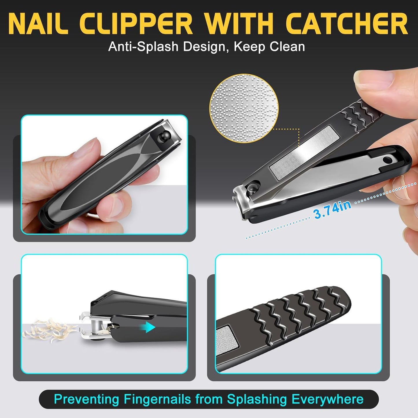 Toenail Clippers for Seniors Thick Toenails, Large Long Handle Toe Nail Clippers for Men with Wide Opening, Heavy Duty Sharp Nail Clippers with Catcher, Ingrown Toenail Clippers with Slanted Blade