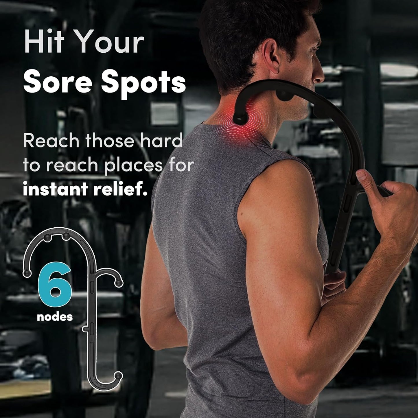 Lifelong Trigger Point Massage Tool for Pain Relief Deep Tissue, Full Body Handheld Massage Stick Hook Back Neck Shoulder Multi-Pressure Point Massager Cane for Women & Men, Black