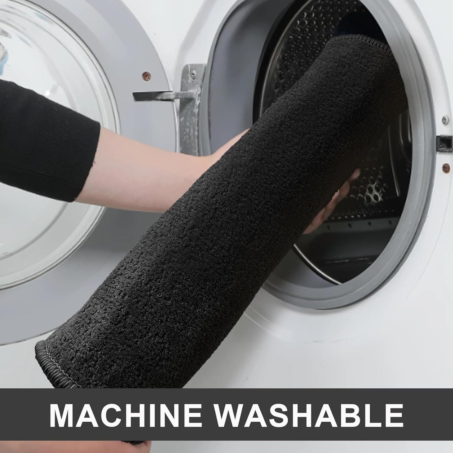 Bath Mat-Non-Slip Bathroom Floor Mats-Absorbent Quick Dry Low Pile Bathroom Rugs Fit Under Door-Bath Rug for Sink,Bathtub,Shower Room,20"×32",Black