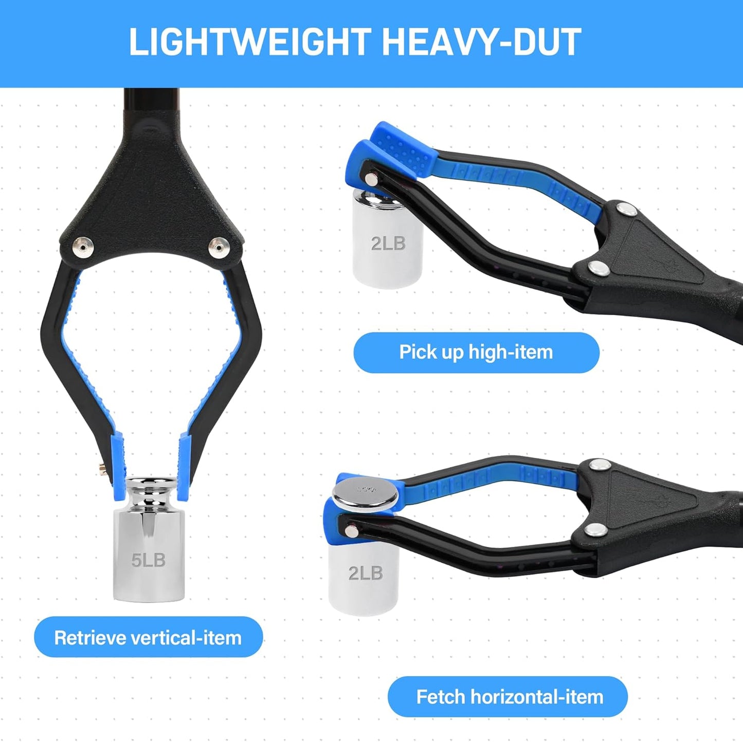 32 inch GrabRunner Foldable Reacher Grabber Tool with Strong Magnetic Tip(Blue)