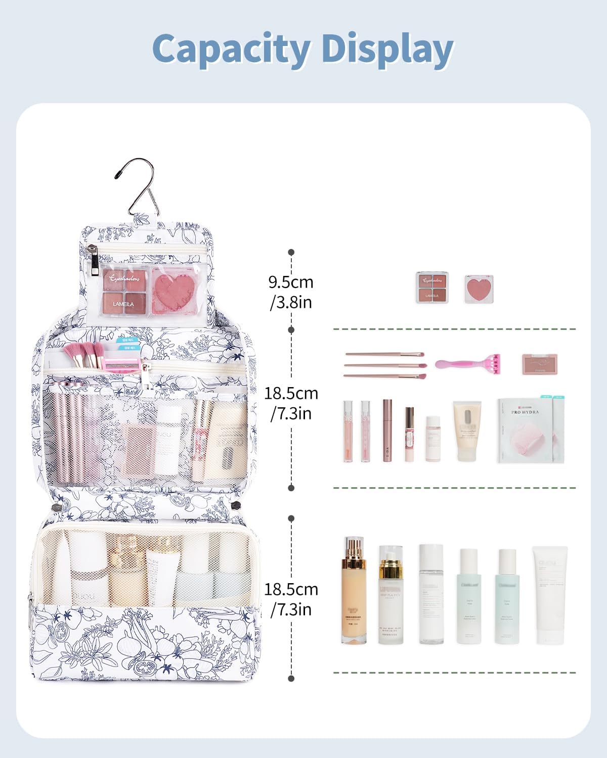 Narwey Small Hanging Travel Toiletry Bag for Women, Travel Bag for Toiletries, Makeup Bag Organizer Cosmetic Bags Make Up Bags for Girls