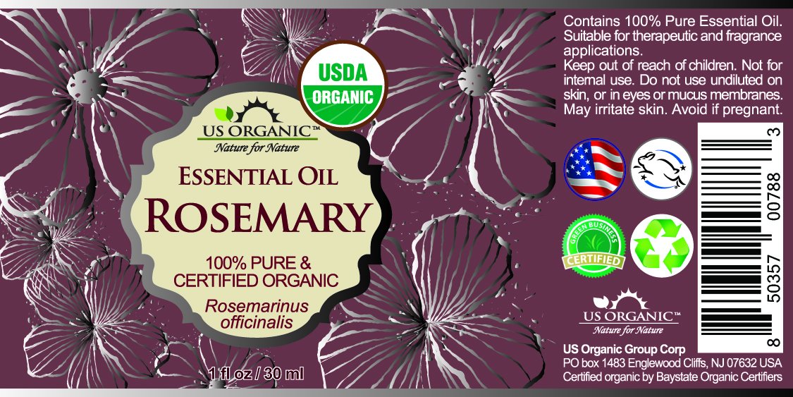 US Organic 100% Pure Rosemary Essential Oil, USDA Certified Organic 100% Pure, Steam Distilled, for Hair Growth, Scalp, Face, Skin, and Aromatherapy (Size Variations Available) (30 ml)