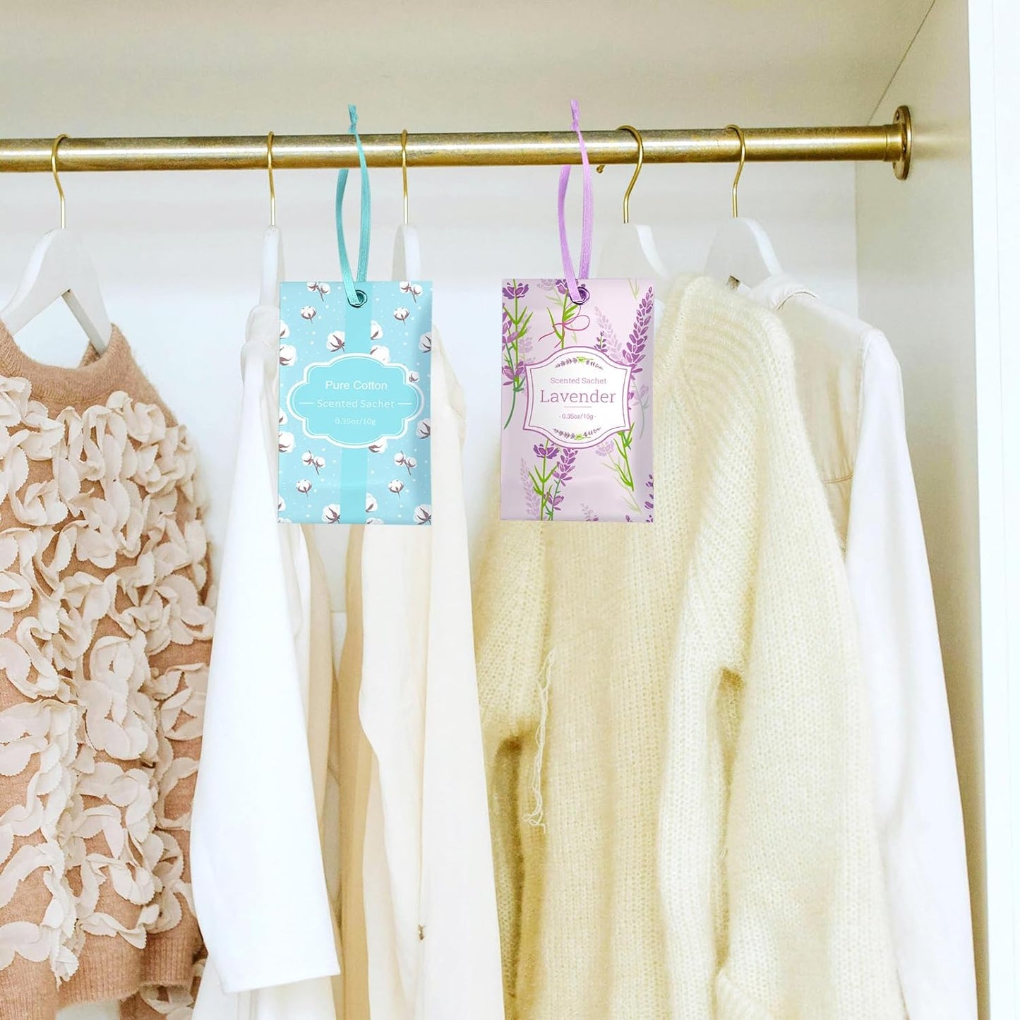 SCENTORINI Sachets for Drawers and Closets, Sachets Bags Long-Lasting, 16 Pack,Wardrobes, Lavender Linen Vanilla Cotton, Home Fragrance Sachet for Closet, Drawer, Wardrobe