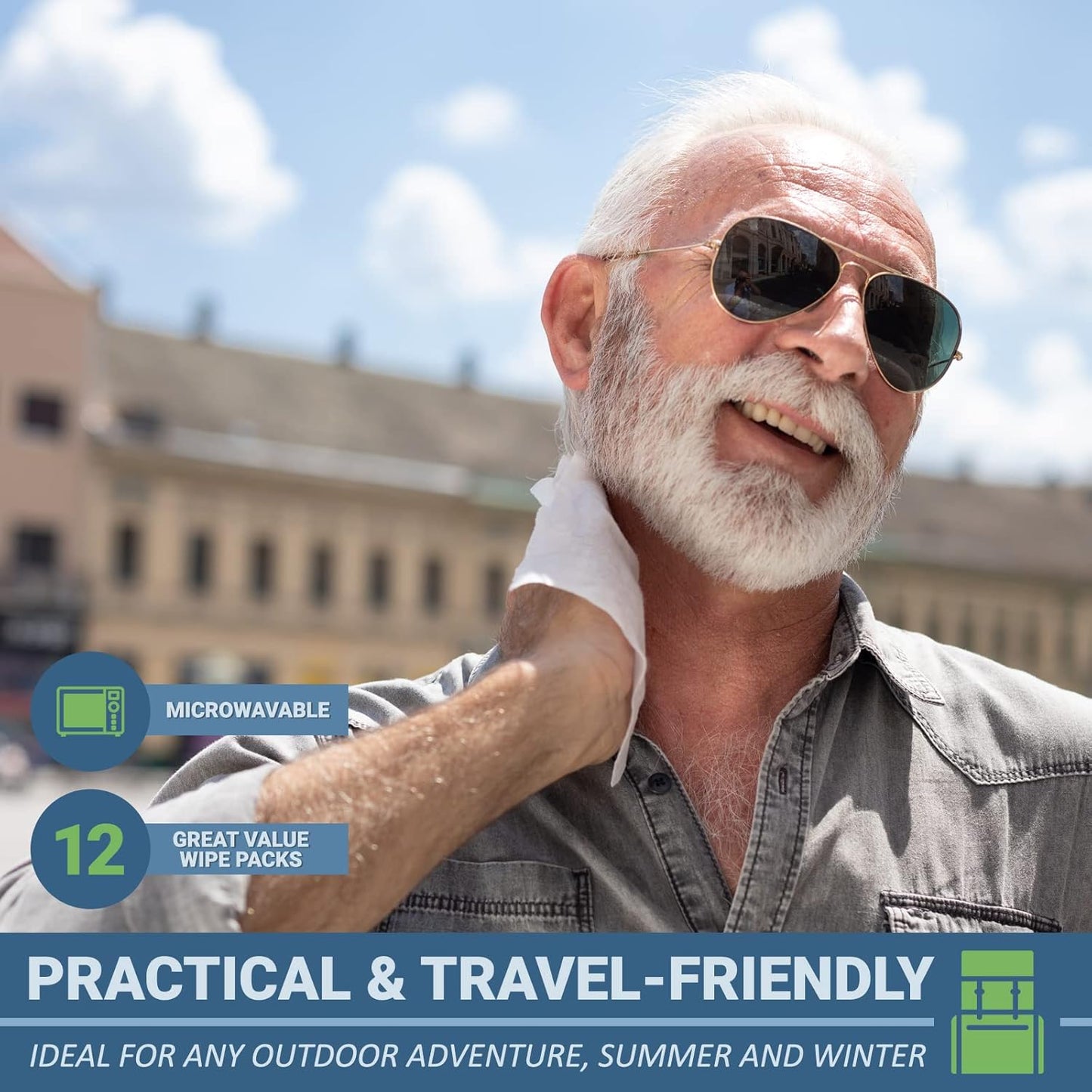 MED PRIDE Hospital Wipes for Bathing, Waterless No-Rinse Bath Wipes for Adults, Microwavable Soft Thick, 12 Packs (96 Count), Aloe Vera