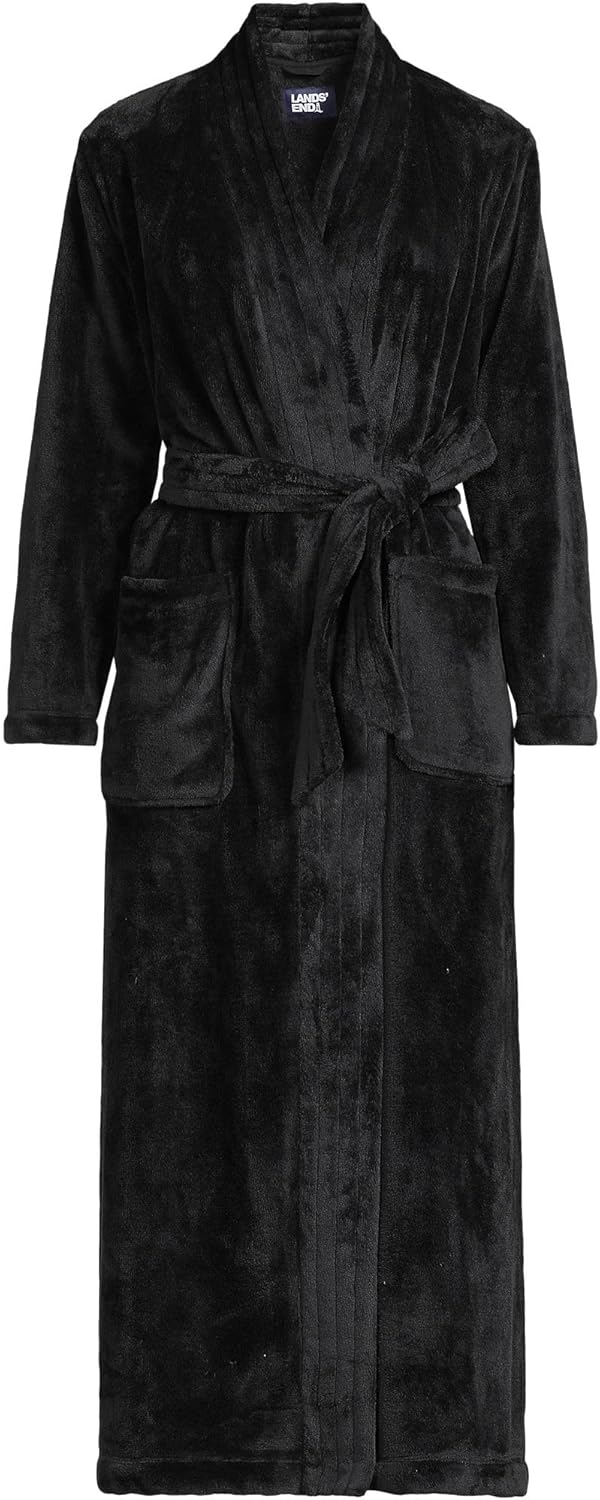 Lands' End Women's Cozy Plush Long Wrap Robe