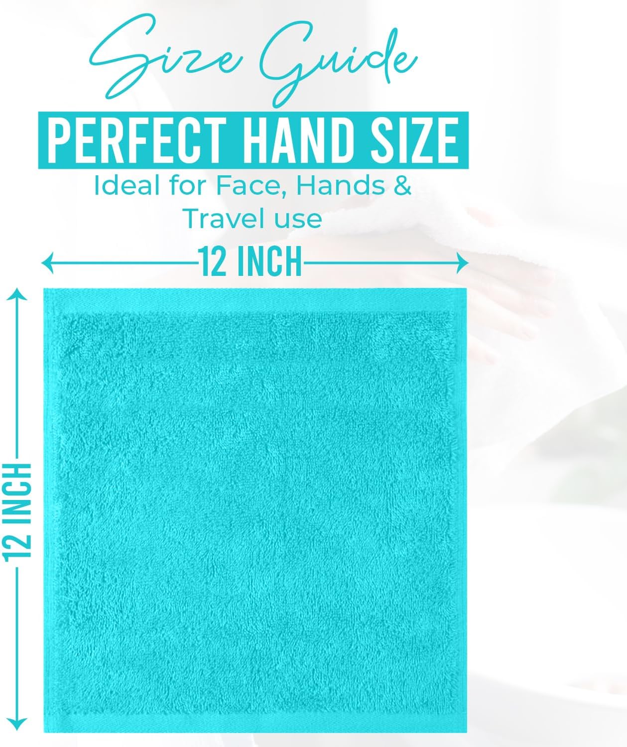 DAN RIVER 100% Cotton Wash Cloths 24 Pack [12x12] Soft & Absorbent Bath washcloths, Gym, Hotels & Spa Perfect for Everyday Use Fingertip Towels, Turquoise