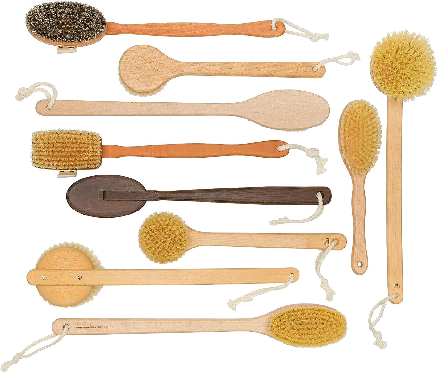 REDECKER Bath and Foot Brush - Extra-Long Oiled Beechwood Handle - Stiff Tampico Fiber Bristles Exfoliate Skin - 24 inches - Wood Scrub Brush with Long Handle - Made in Germany